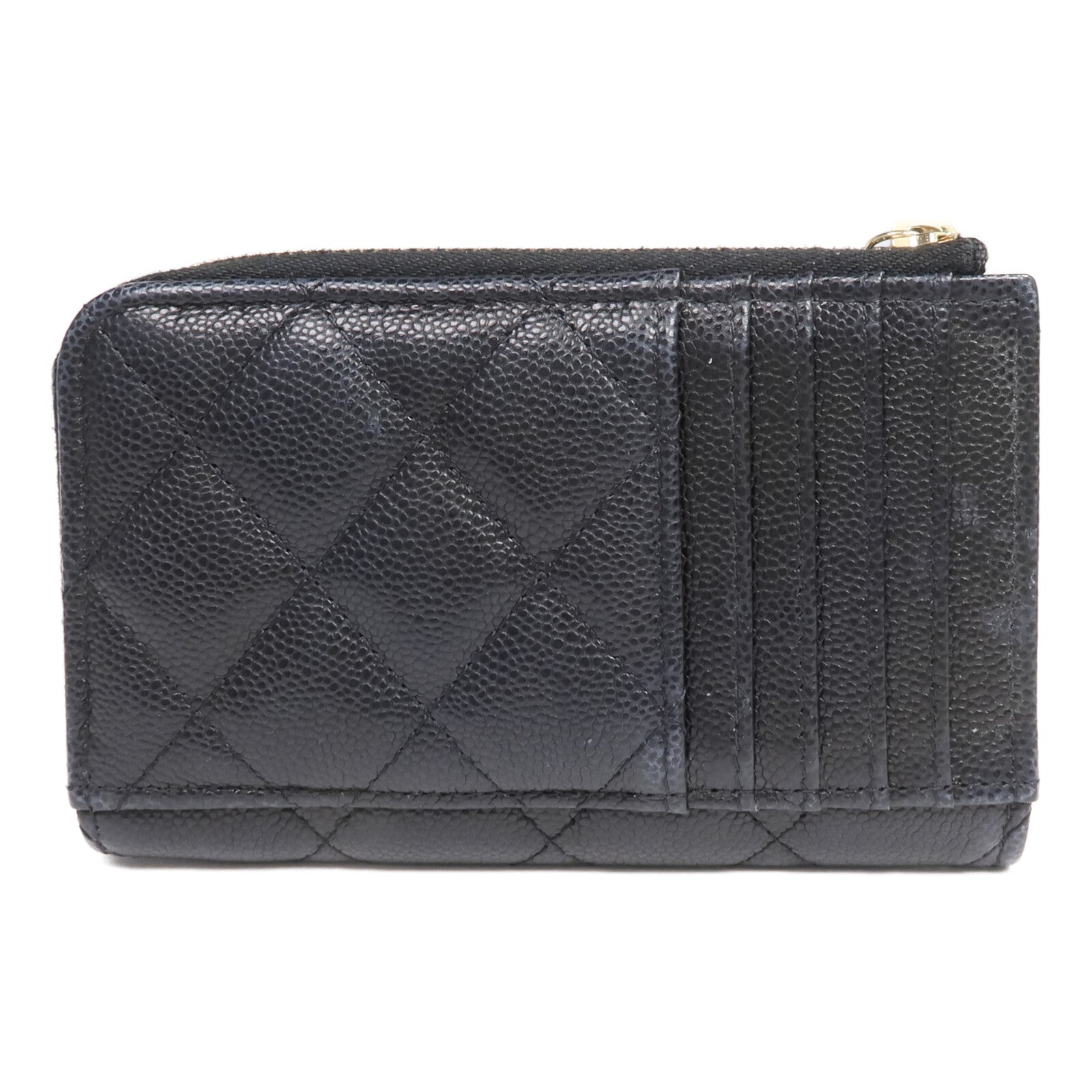 CHANEL 牛皮皮革Zipped Card Holder金扣卡片套