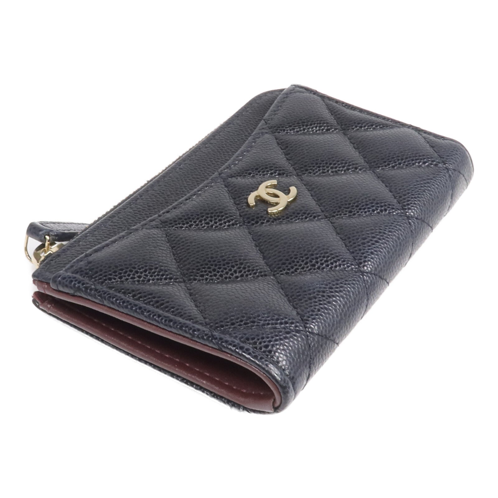 CHANEL 牛皮皮革Zipped Card Holder金扣卡片套