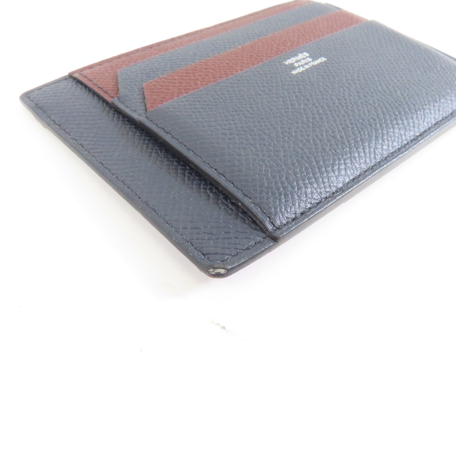 HERMES Epsom皮革Card Case卡片套藍色/紅色
