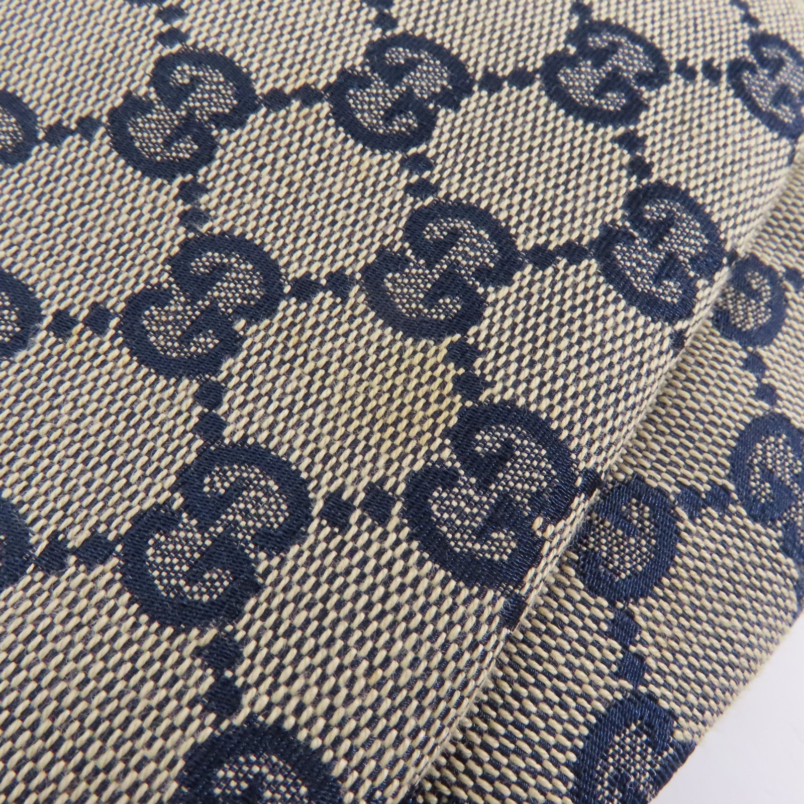 GUCCI 帆布/皮革Shoulder Bag銀扣肩背袋藍色/白色