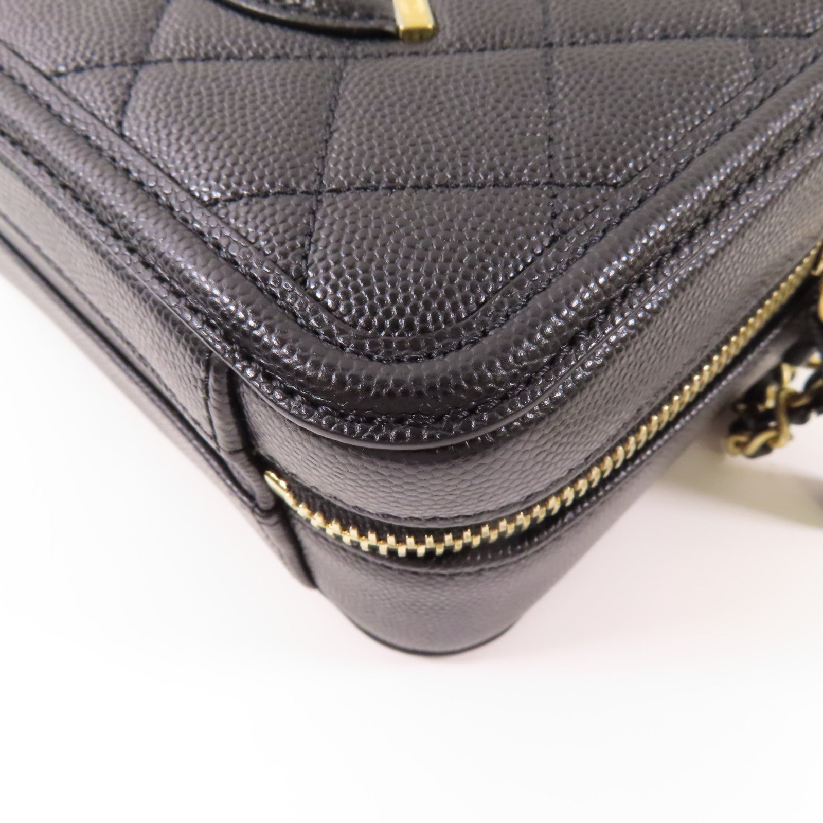 CHANEL 牛皮皮革Small Vanity Filigree金扣鏈帶手挽肩背兩用袋