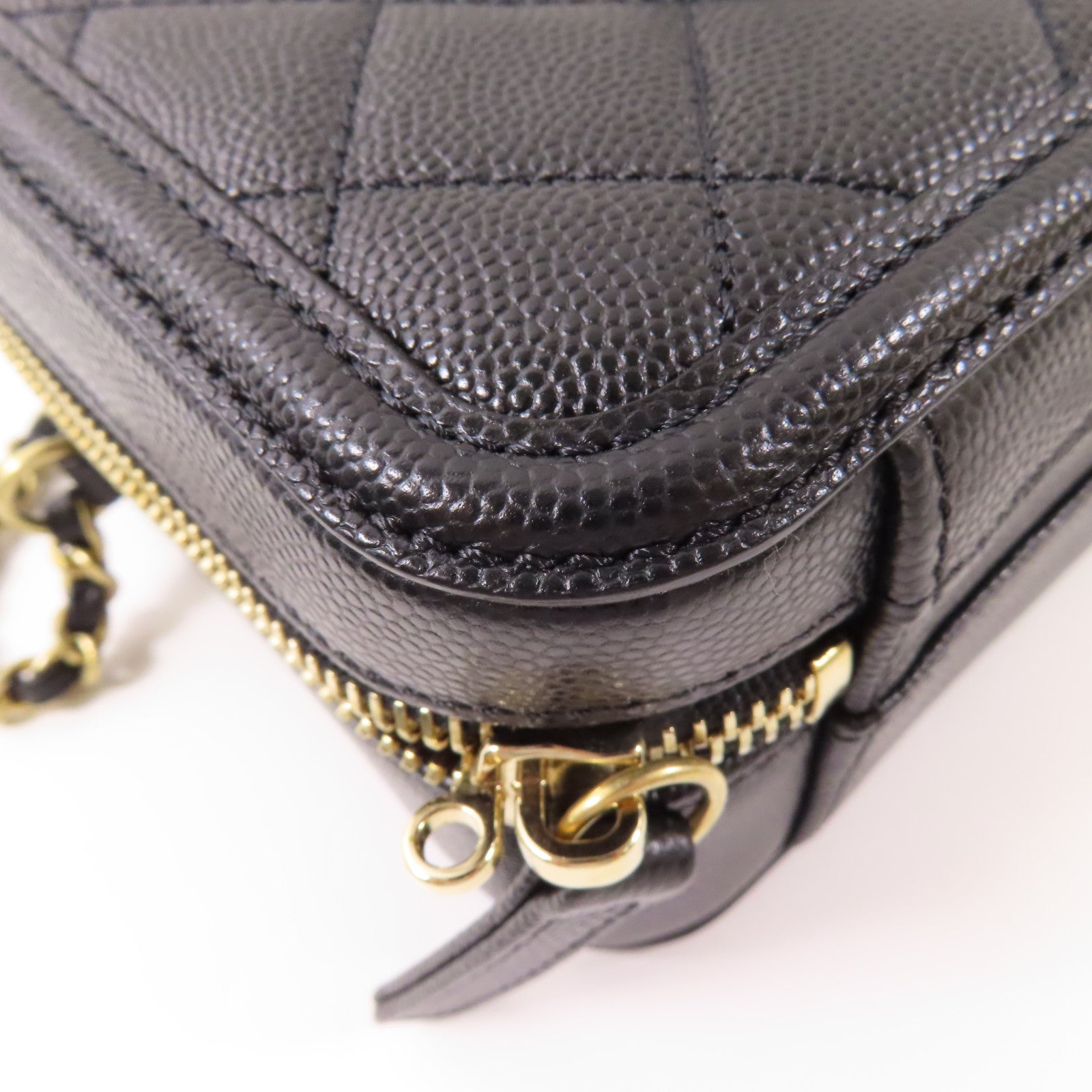 CHANEL 牛皮皮革Small Vanity Filigree金扣鏈帶手挽肩背兩用袋