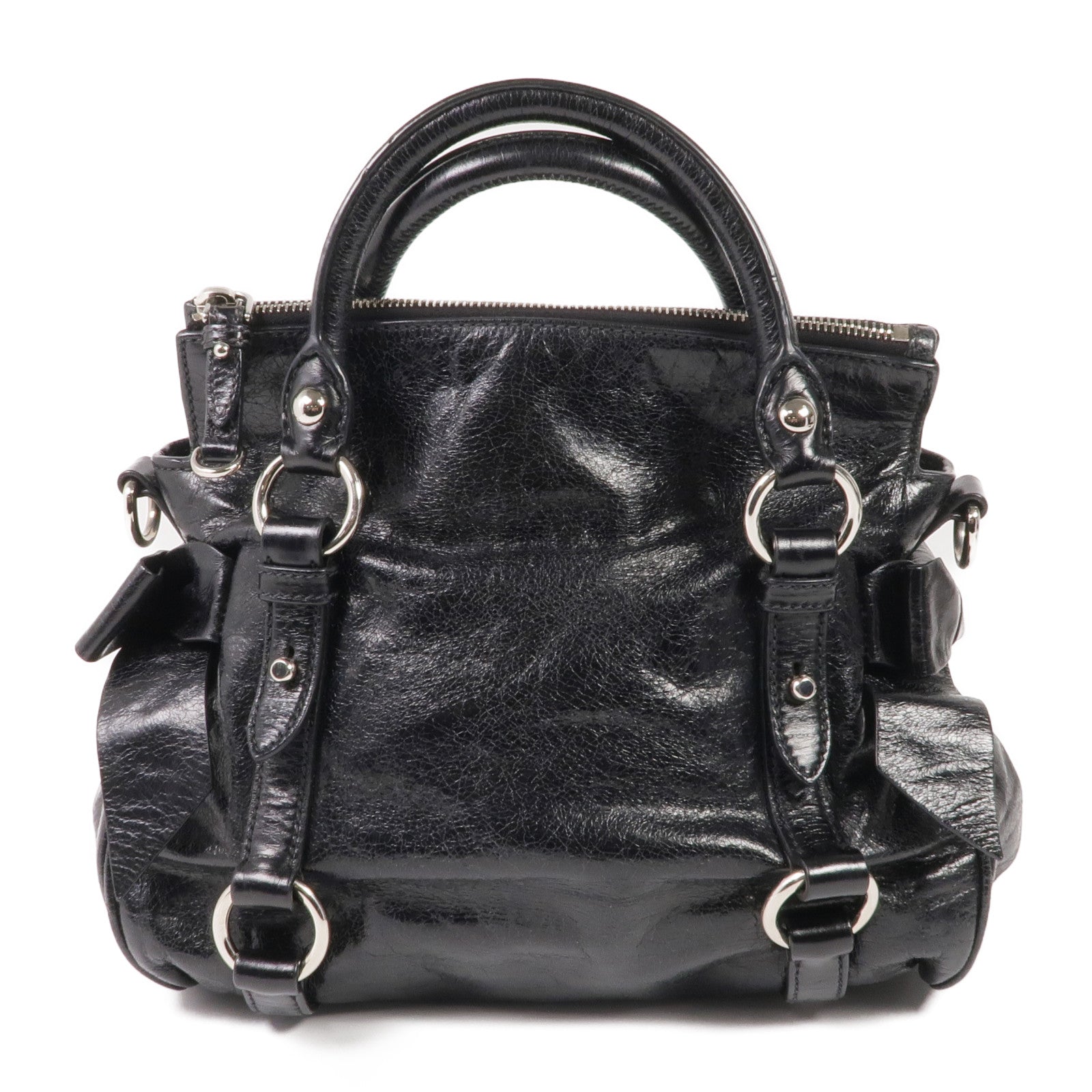 Miu Miu 牛皮皮革2 Way Shoulder銀扣手挽肩背兩用袋