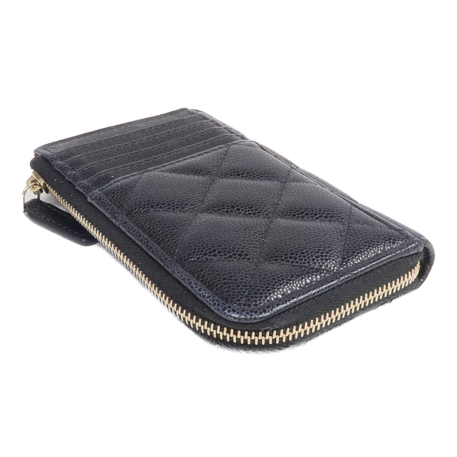 CHANEL 牛皮皮革Zipped Card Holder金扣卡片套