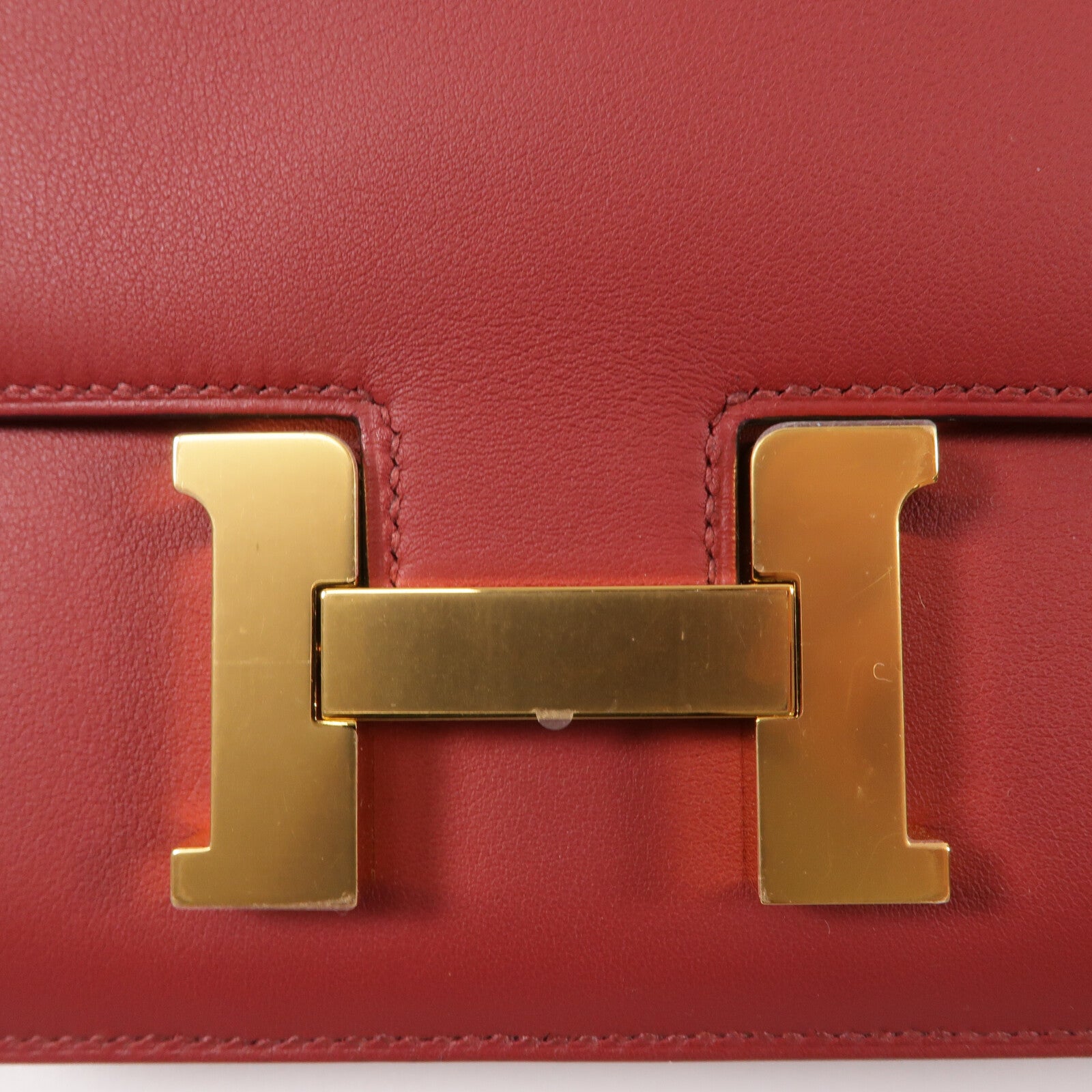 HERMES Swift皮革Constance Mini肩背袋Rouge Grenat