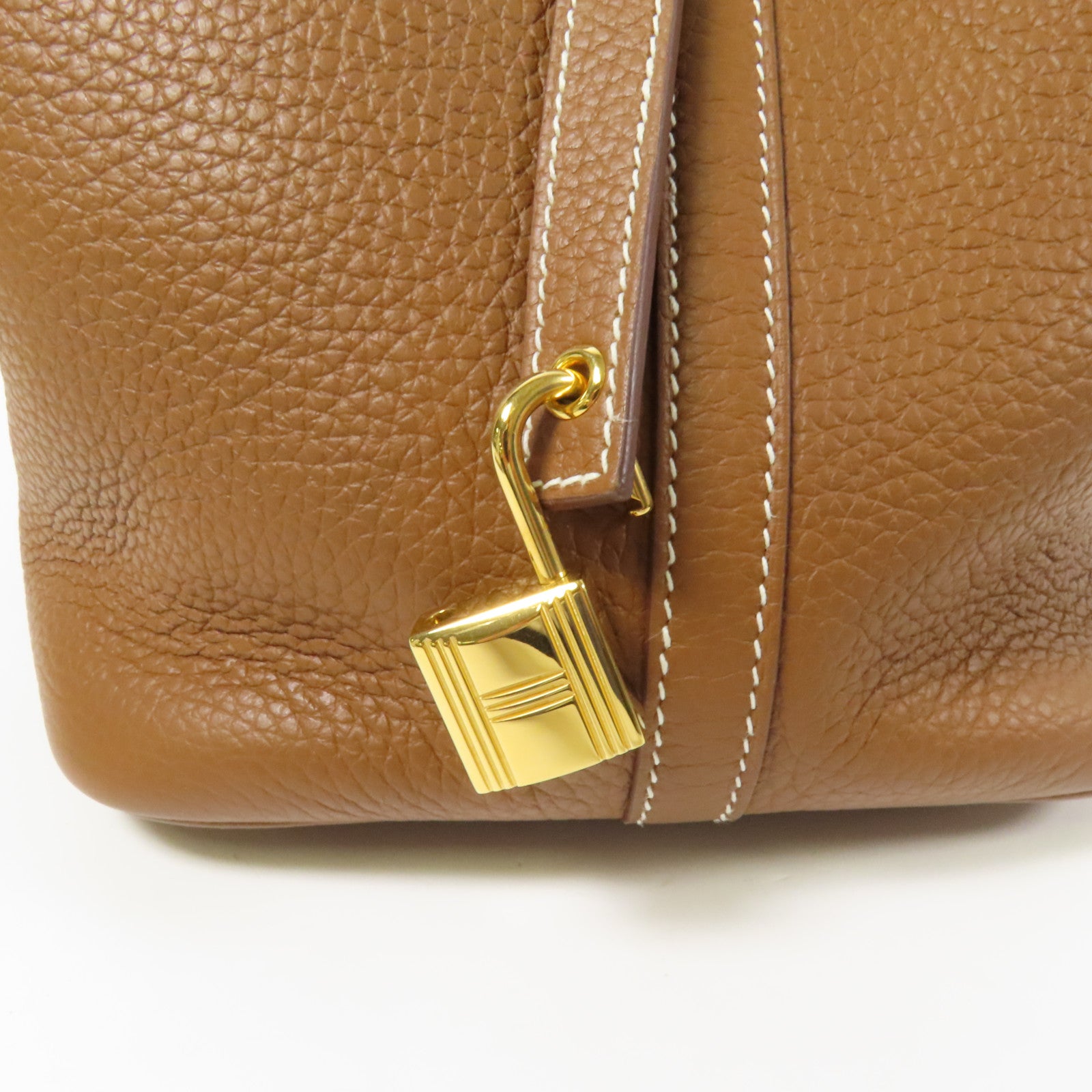 HERMES Clemence皮革Picotin MM金扣手挽袋Gold