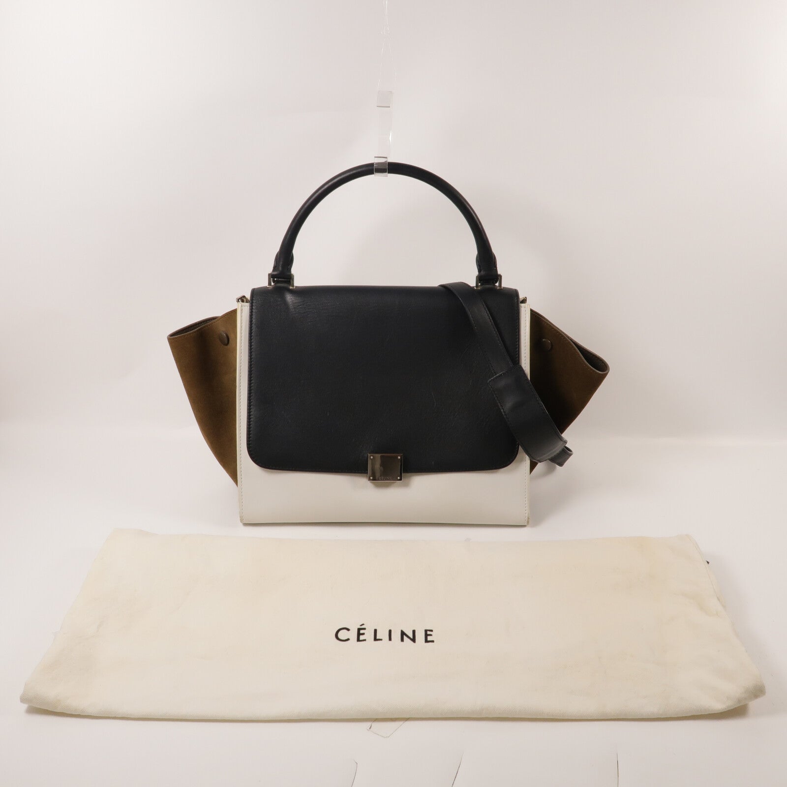CELINE 牛皮皮革/麂皮皮革Trapeze Medium手挽肩背兩用袋