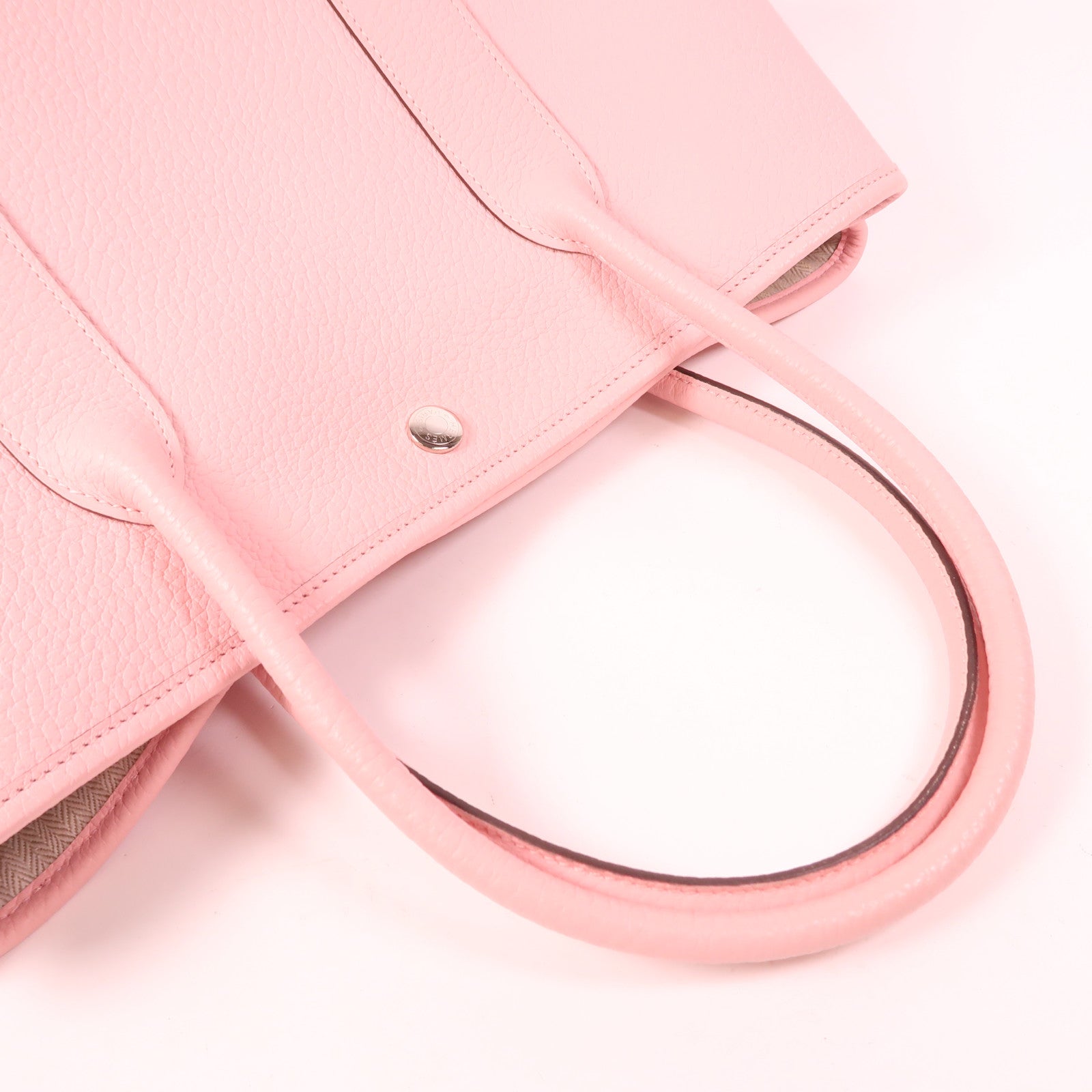 HERMES Negonda皮革Garden Party PM銀扣手挽袋3Q Rose Sakura