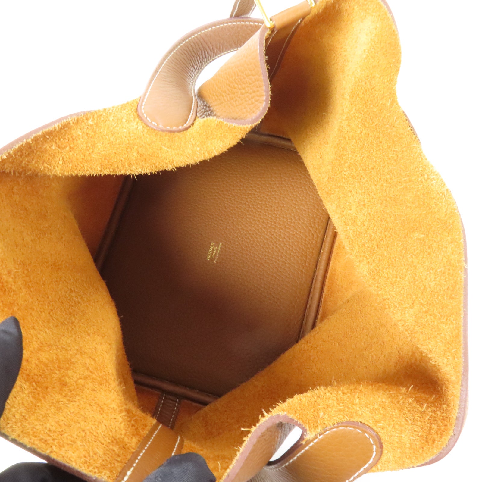 HERMES Clemence皮革Picotin MM金扣手挽袋Gold