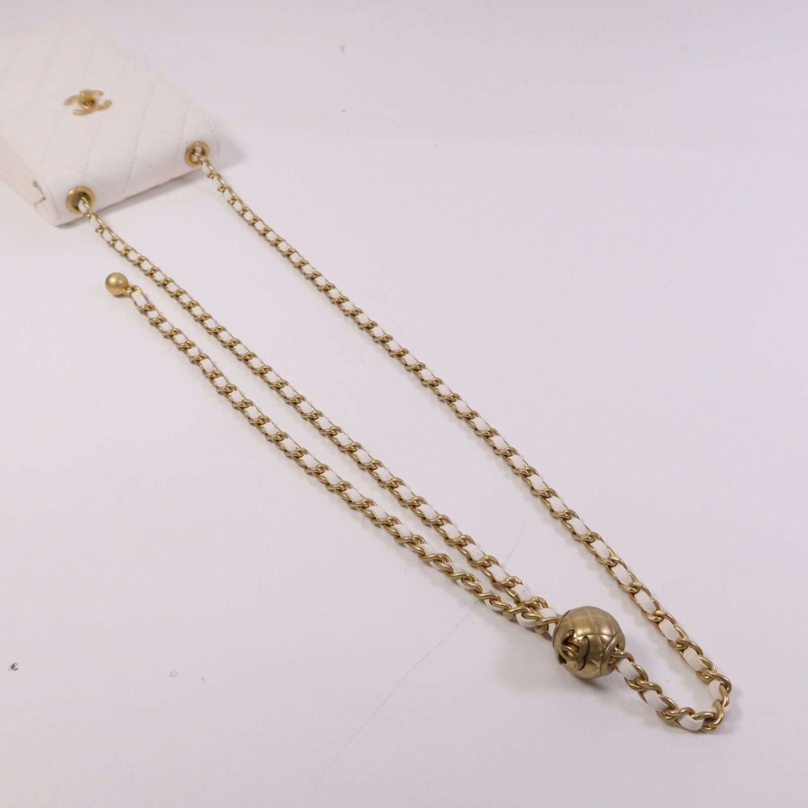 CHANEL 羊皮皮革Chain Shoulder金扣鏈帶肩背袋