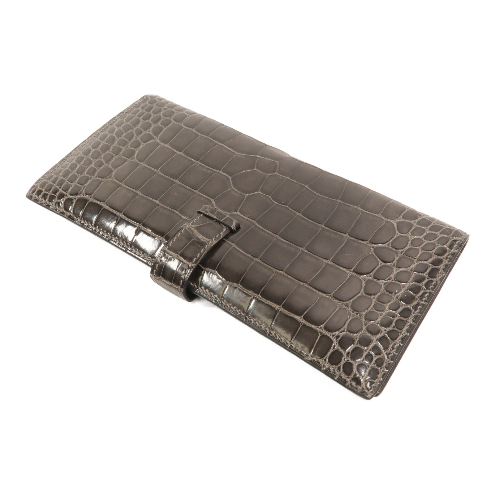HERMES Alligator皮革Bearn Long Wallet長錢包Graphite