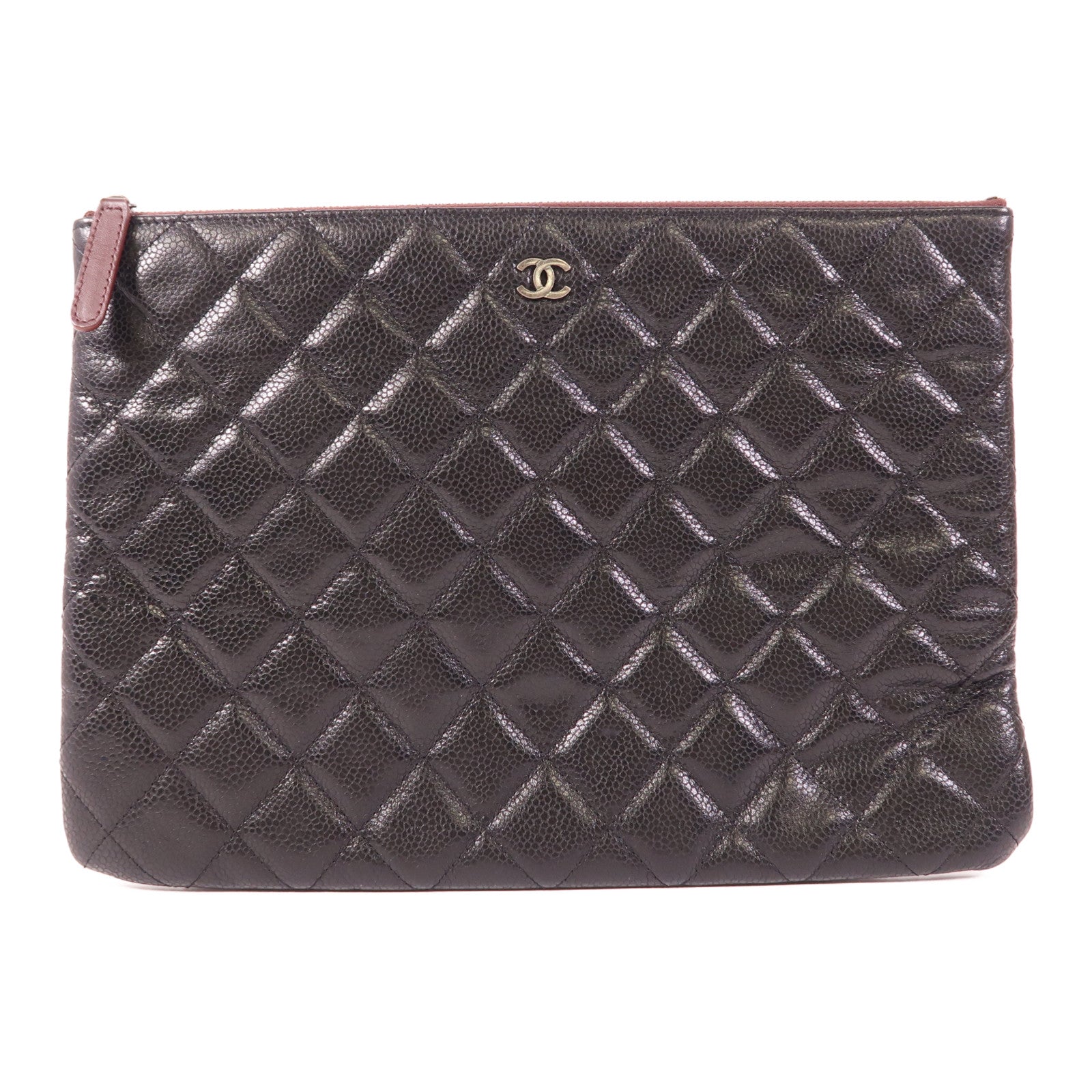 CHANEL 【激減優惠】牛皮皮革Classic Zipped Pouch銀扣手拿包