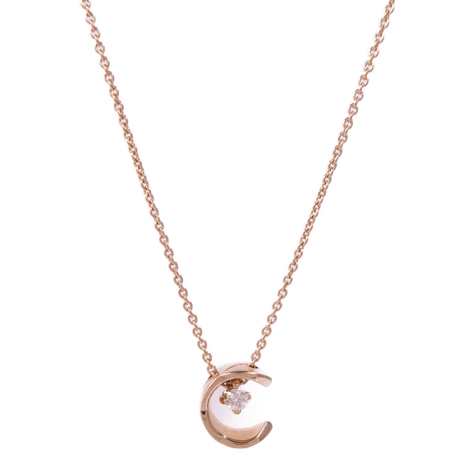 CHANEL 18K玫瑰金Coco Necklace鑽石項鍊