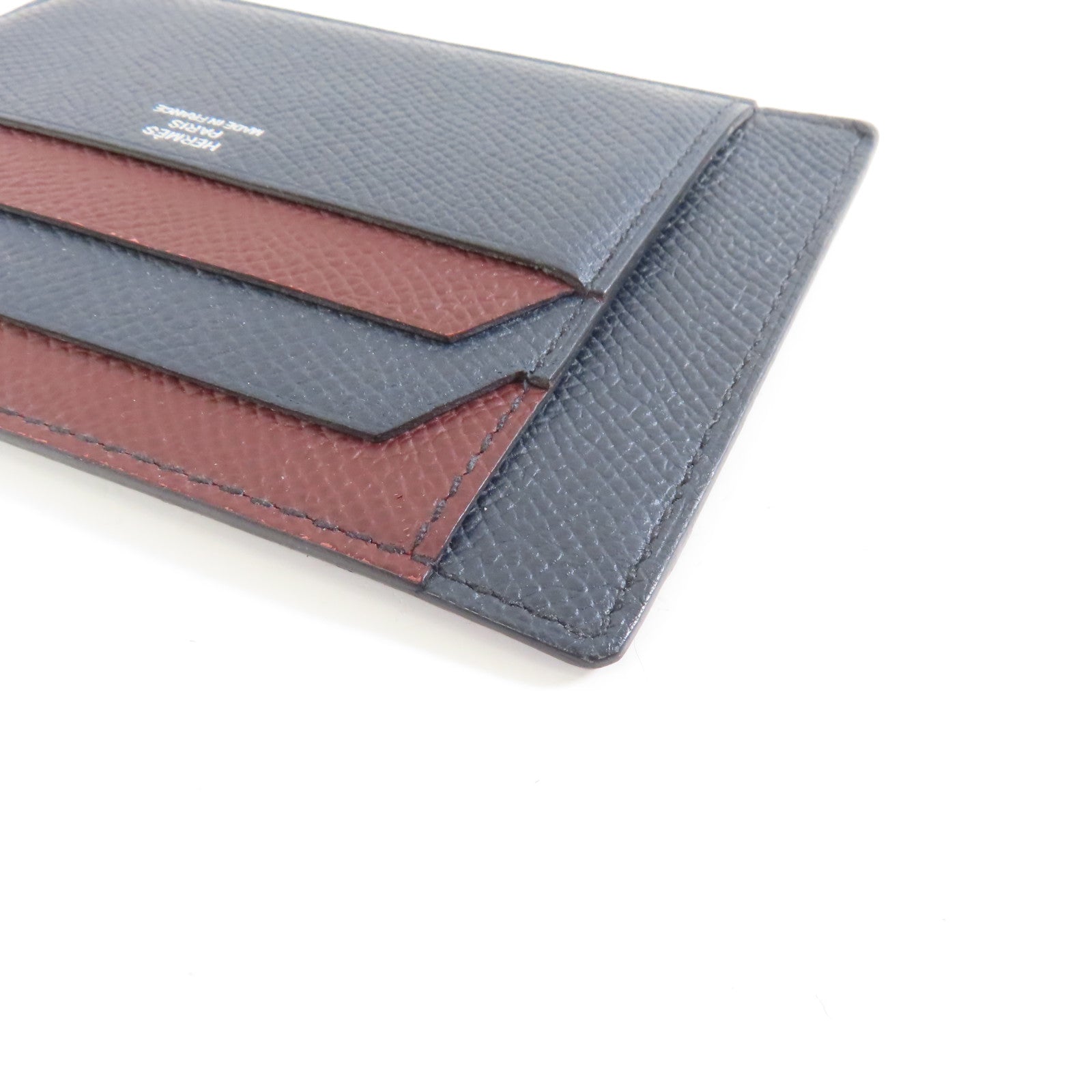 HERMES Epsom皮革Card Case卡片套藍色/紅色