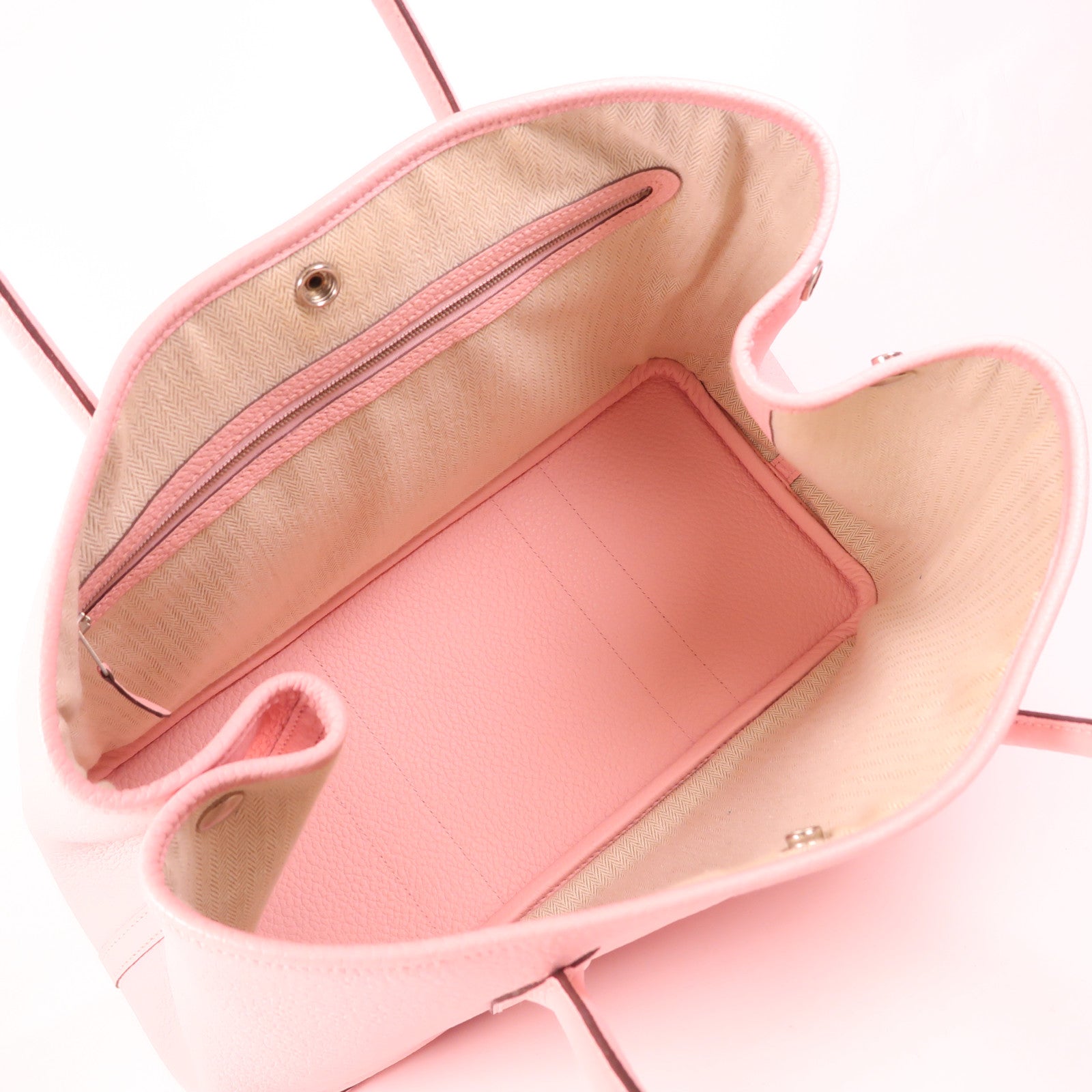 HERMES Negonda皮革Garden Party PM銀扣手挽袋3Q Rose Sakura