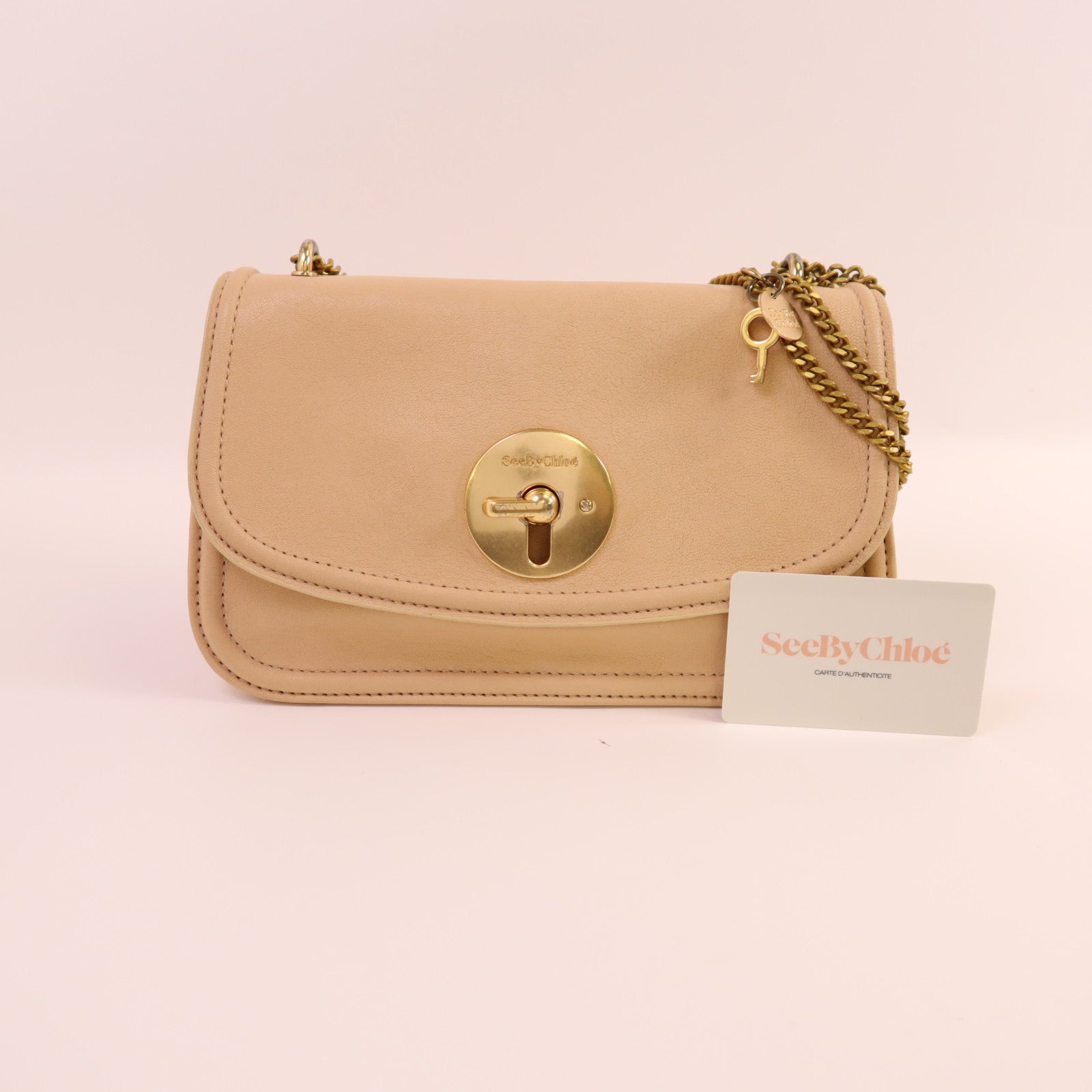 SEE BY CHLOE 牛皮皮革Chain Shoulder金扣鏈帶肩背袋