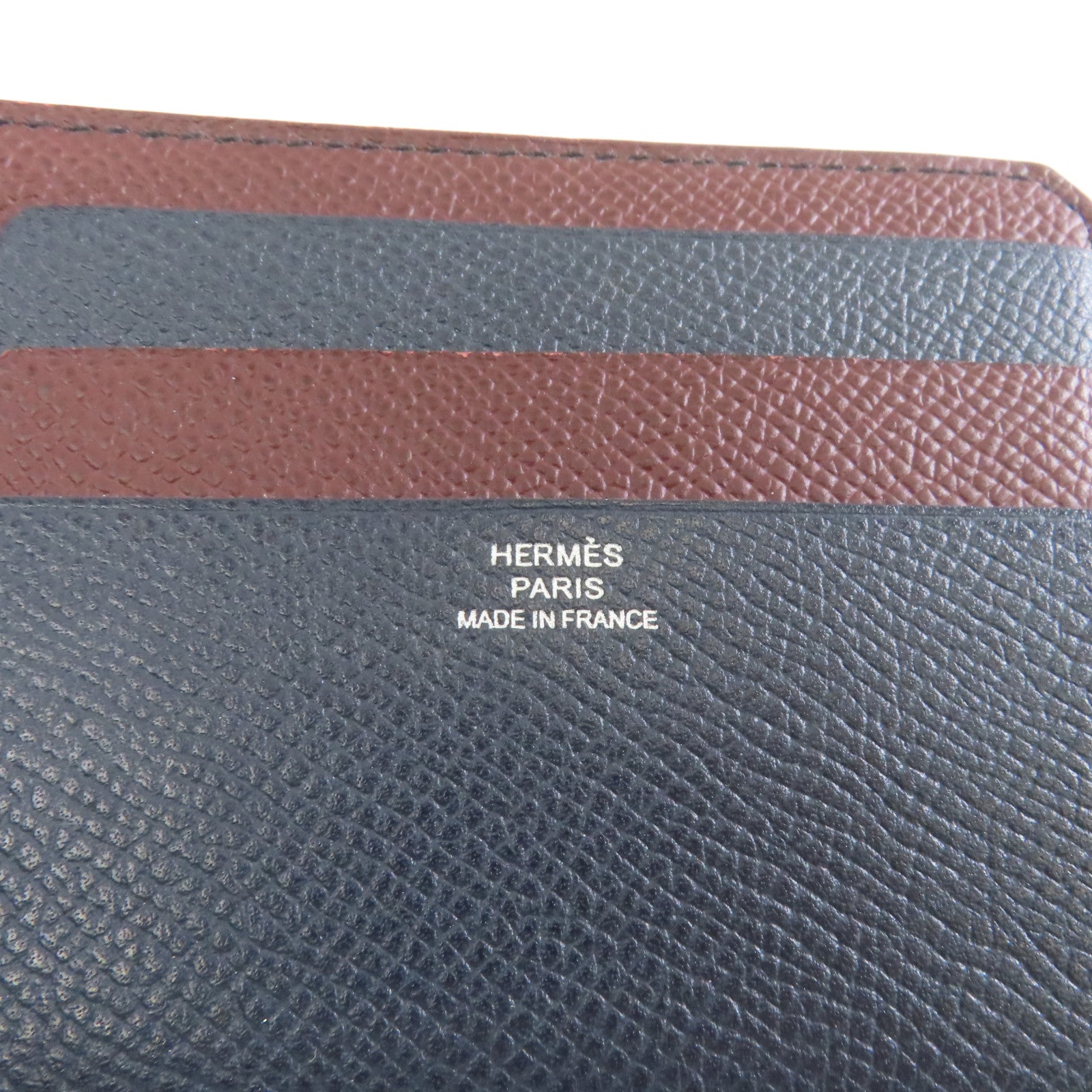 HERMES Epsom皮革Card Case卡片套藍色/紅色