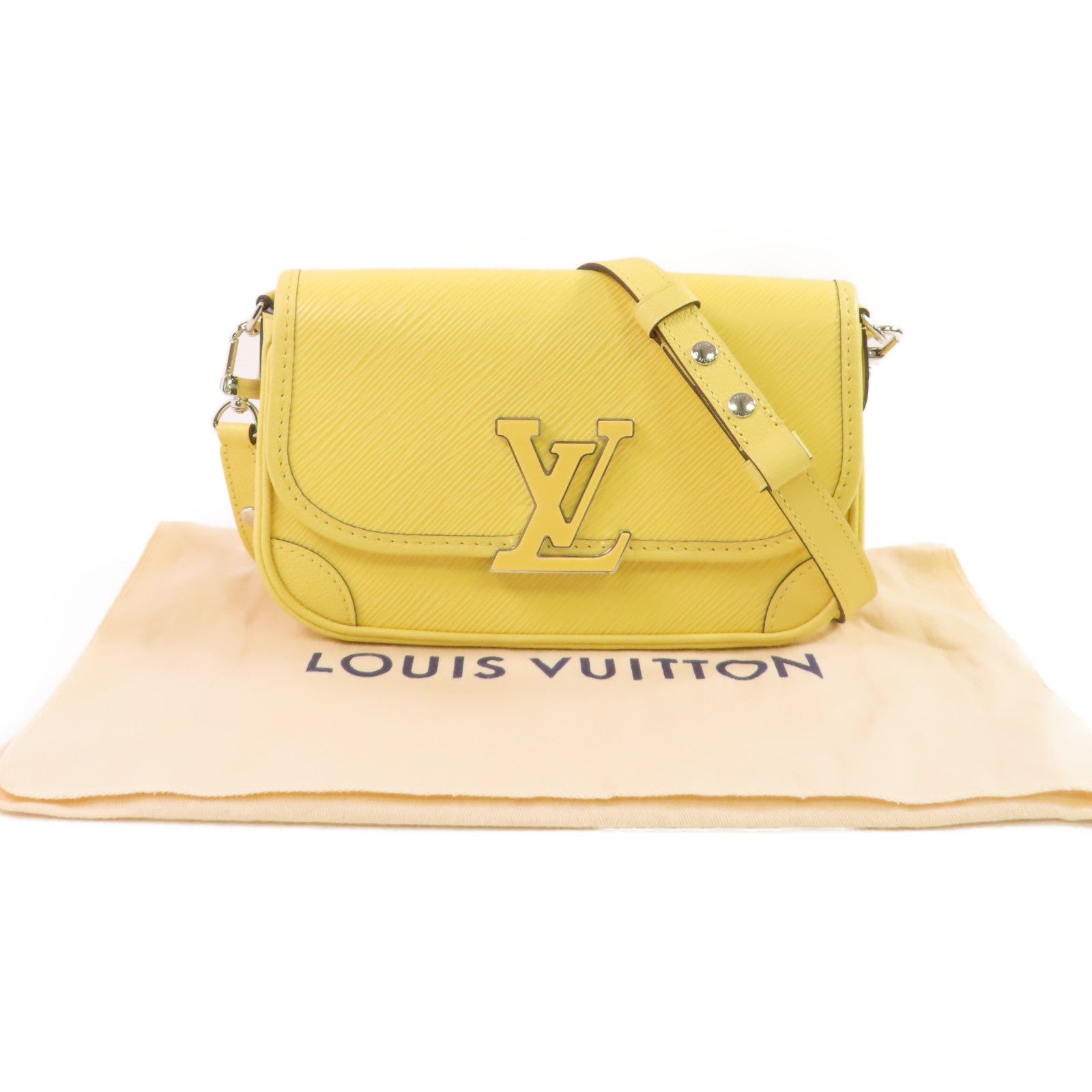LOUIS VUITTON Epi Buci Shoulder Bag銀扣肩背袋黃色