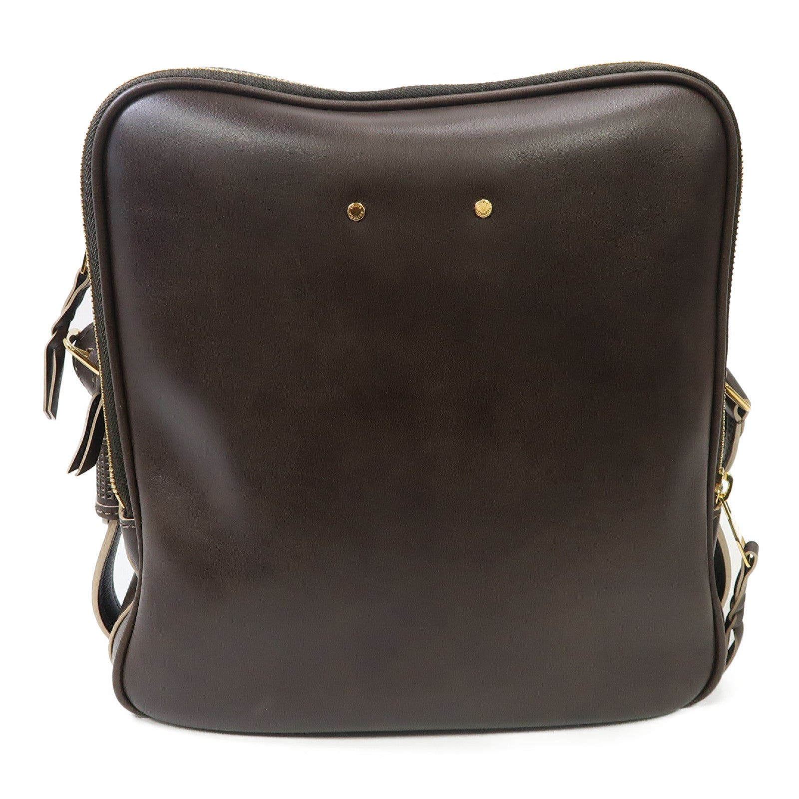 LOUIS VUITTON 皮革Bequia Trotter GM金扣手挽袋啡色