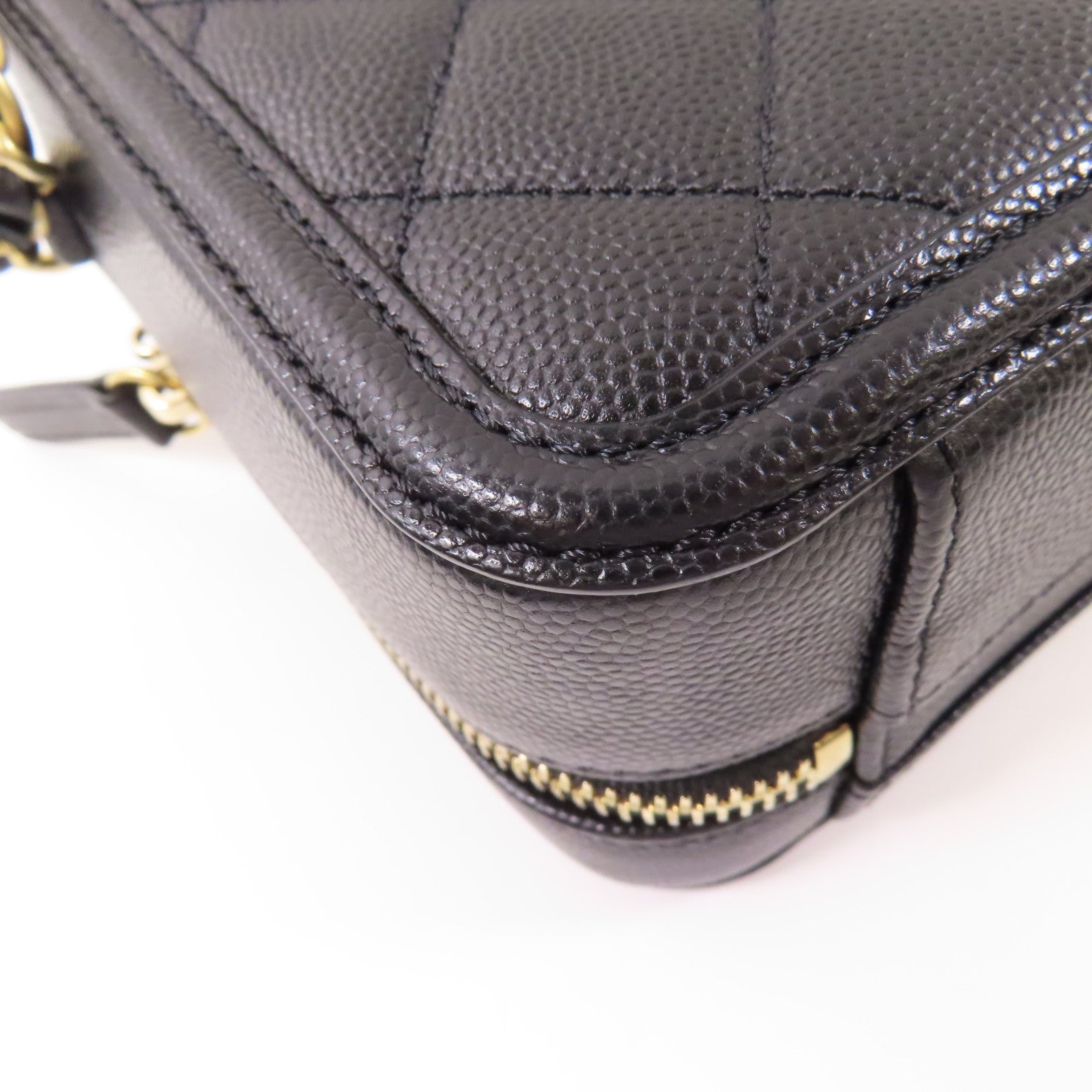 CHANEL 牛皮皮革Small Vanity Filigree金扣鏈帶手挽肩背兩用袋