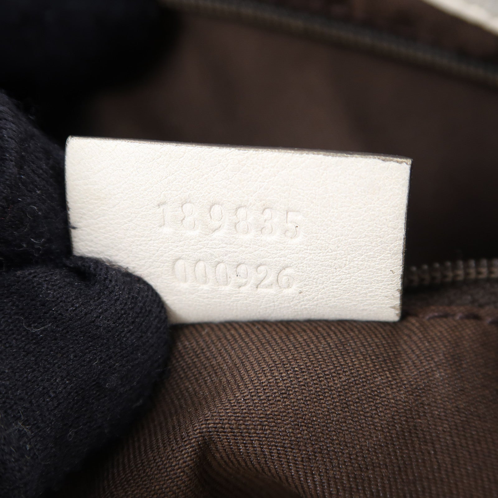 GUCCI 帆布Abbey金扣肩背袋棕色/白色
