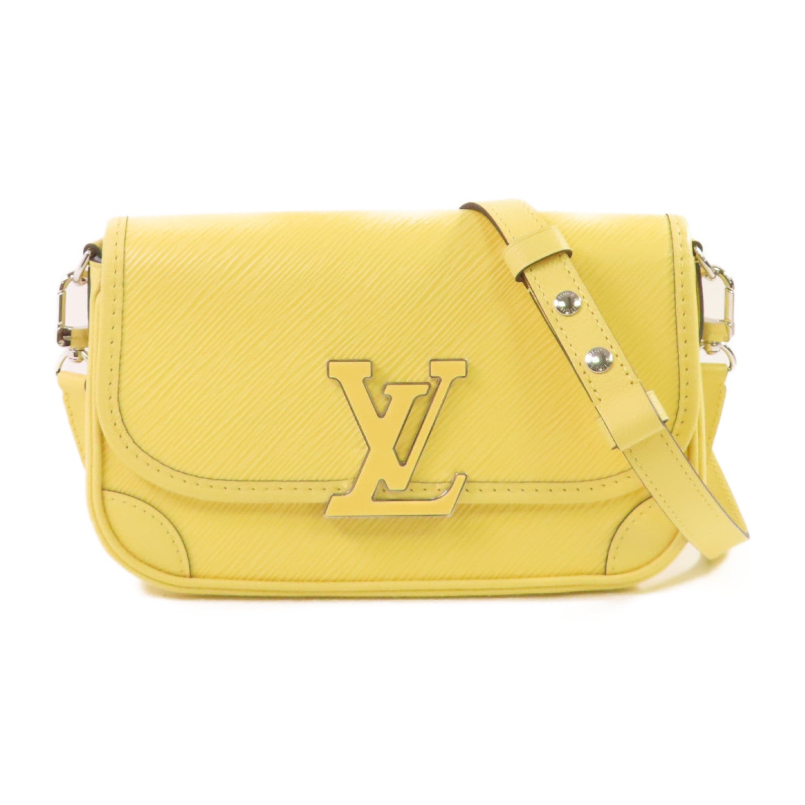 LOUIS VUITTON Epi Buci Shoulder Bag銀扣肩背袋黃色