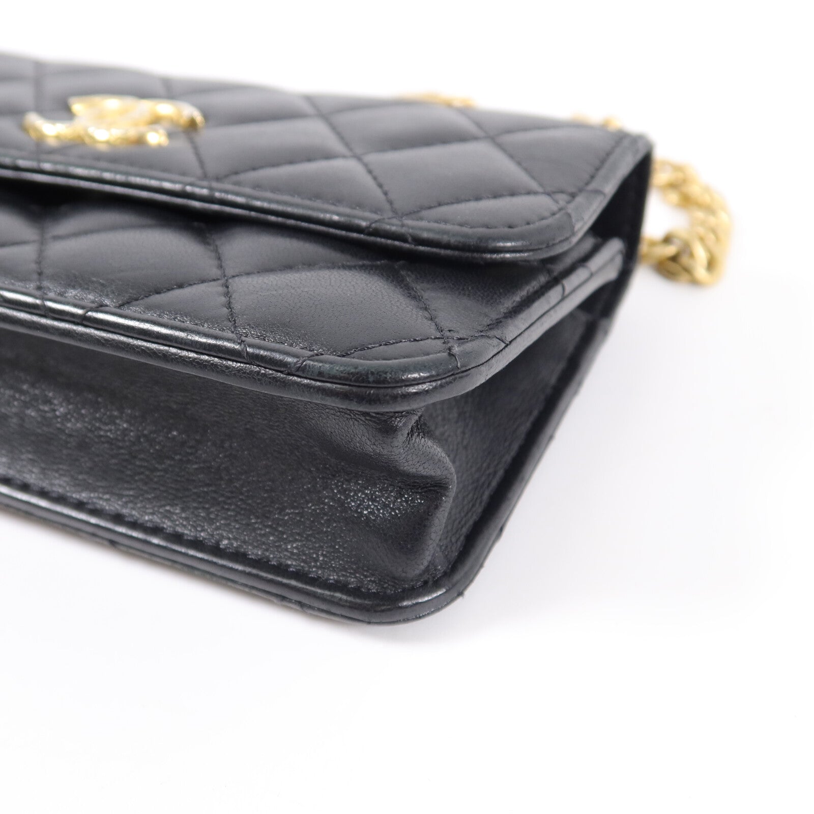 CHANEL 羊皮皮革Flap Phone Holder鏈帶肩背袋