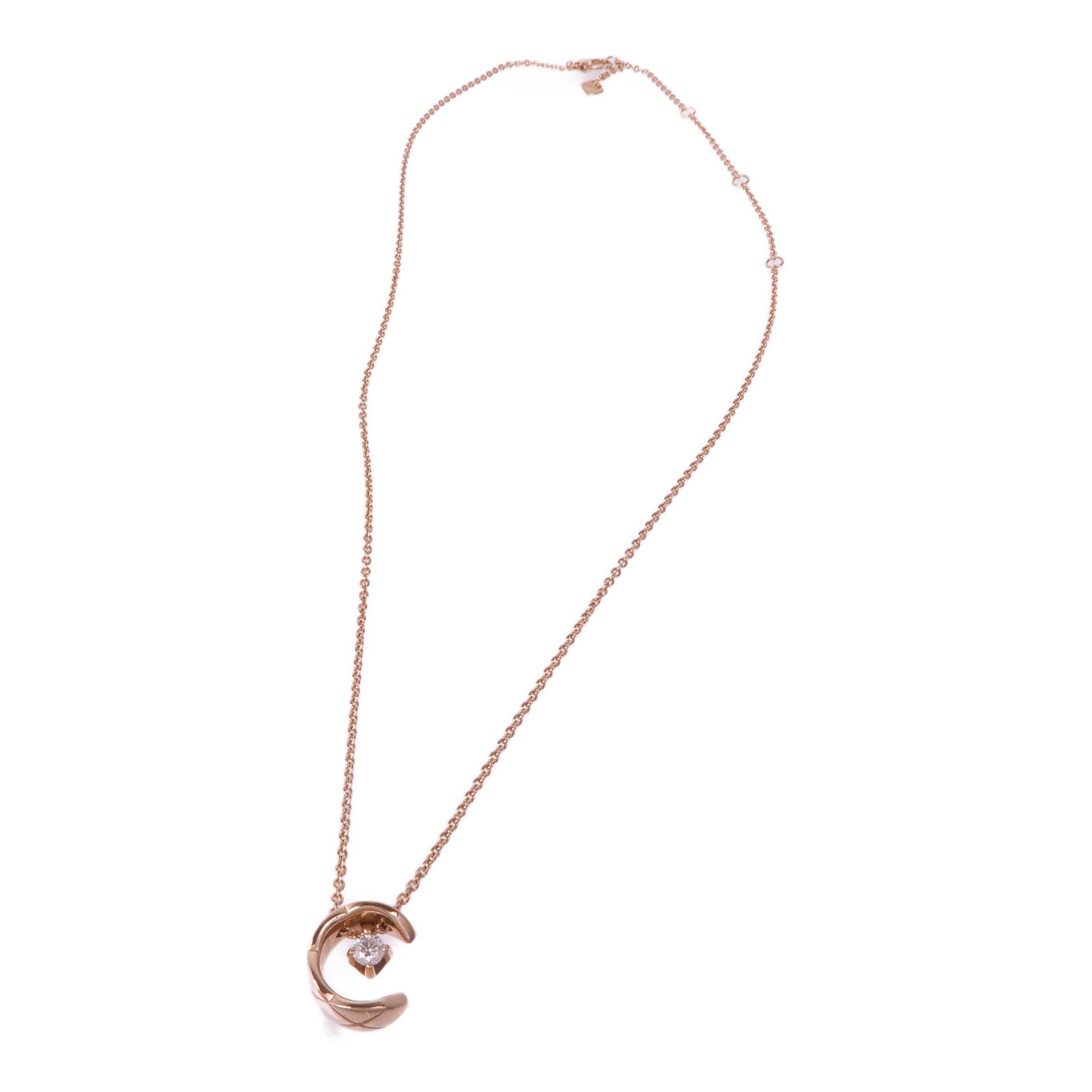 CHANEL 18K玫瑰金Coco Necklace鑽石項鍊
