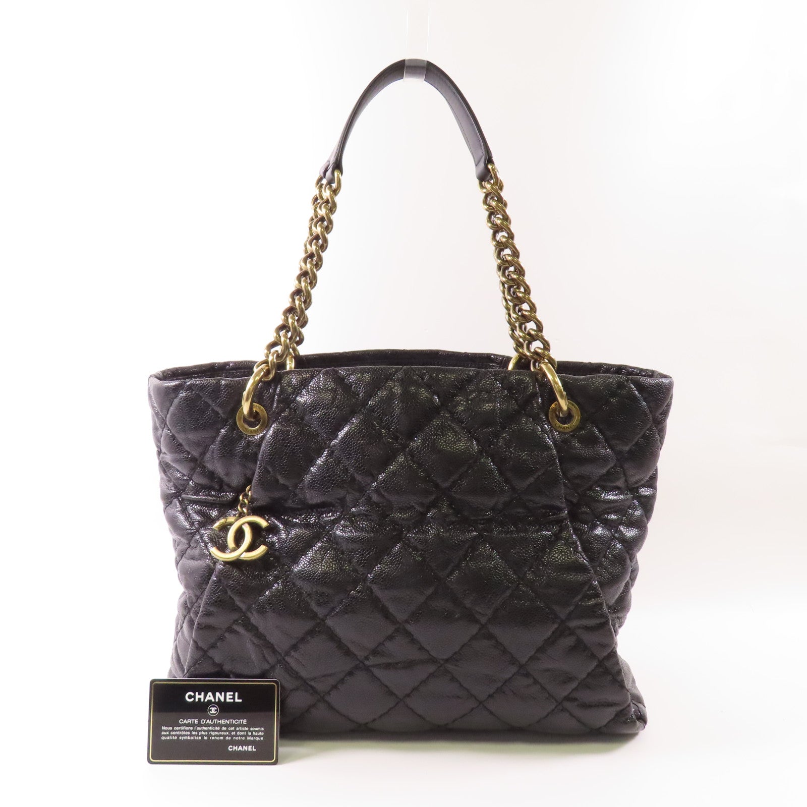 CHANEL 牛皮皮革Tote Bag金扣手挽袋
