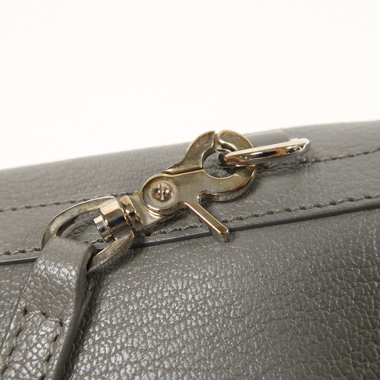 BALENCIAGA 牛皮皮革Shoulder Bag銀扣肩背袋灰色