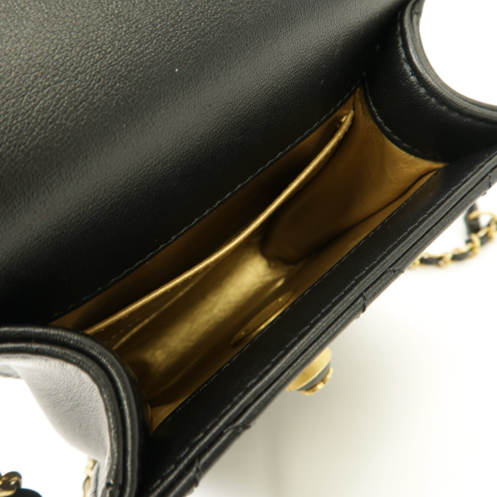 CHANEL 菱格Caviar皮革2 Way Chain Shoulder金扣鏈帶手挽肩背兩用袋黑色