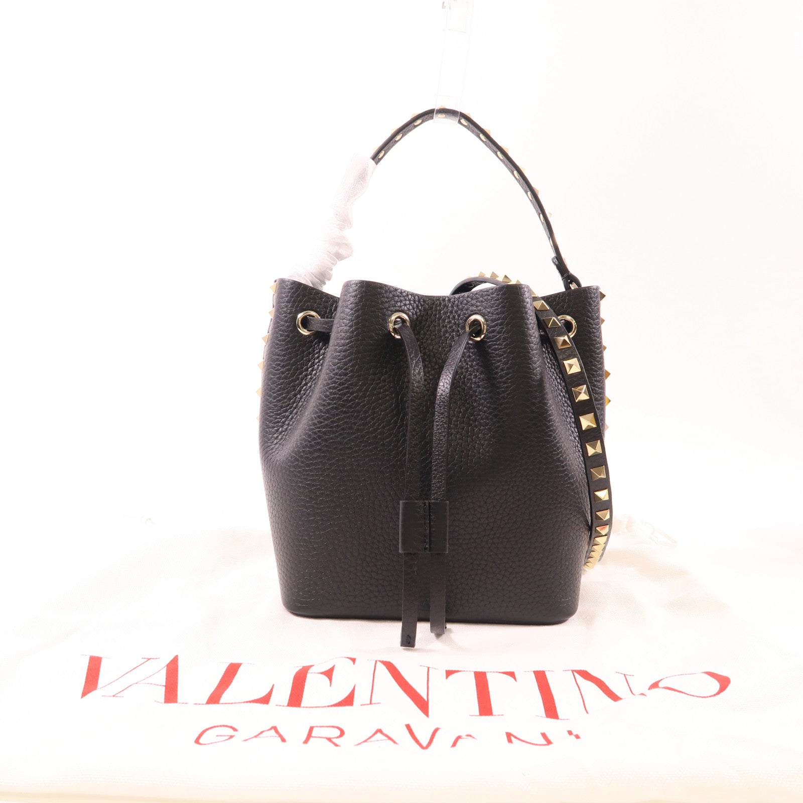 Valentino 【激減優惠】牛皮皮革Bucket Bag金扣手挽肩背兩用袋