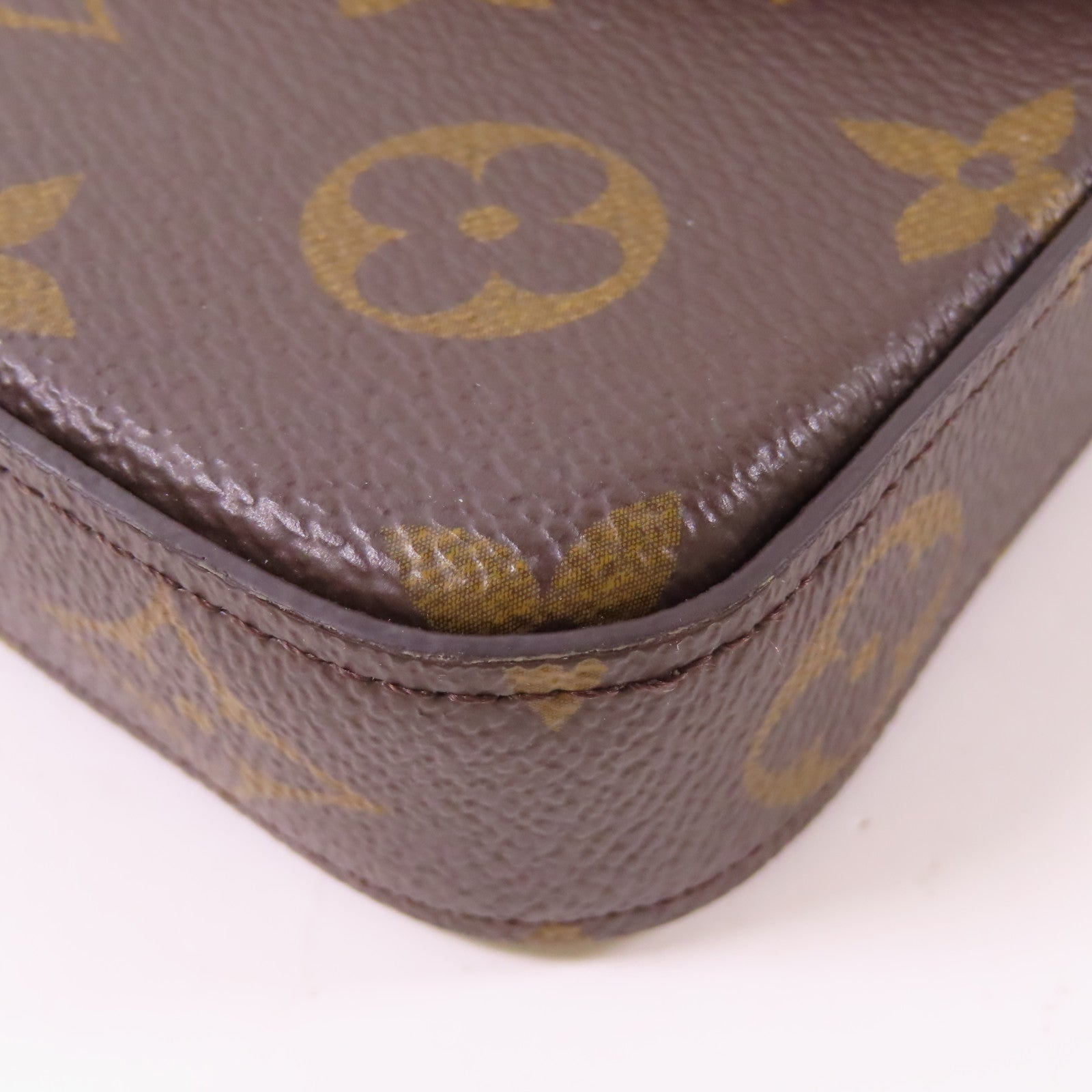 LOUIS VUITTON Monogram Pochette Felicie金扣鏈帶肩背袋棕色