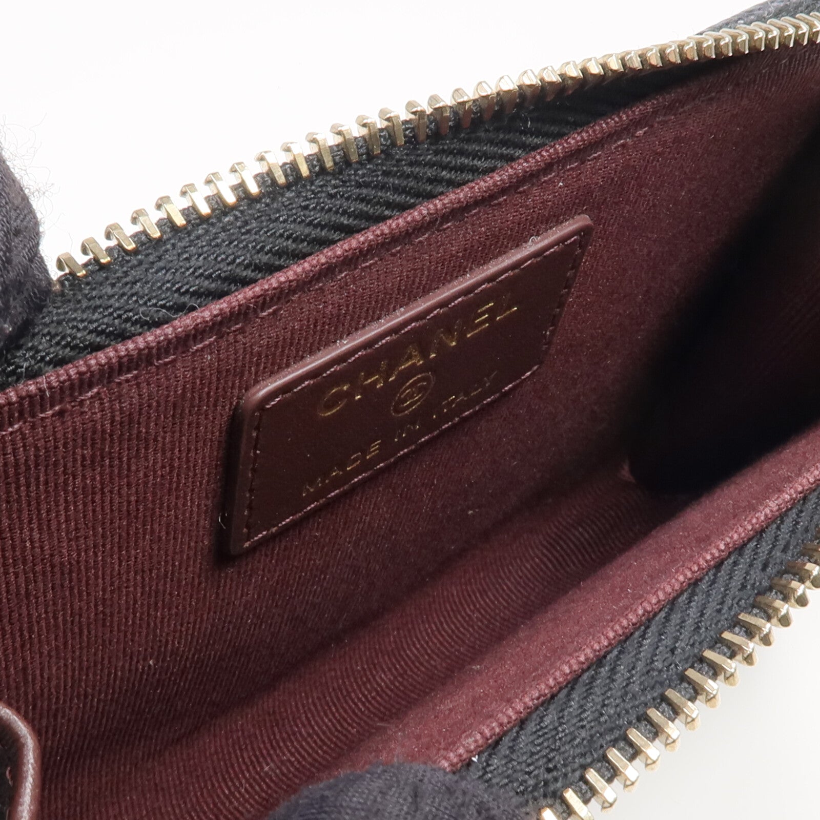 CHANEL 牛皮皮革Zipped Card Holder金扣卡片套