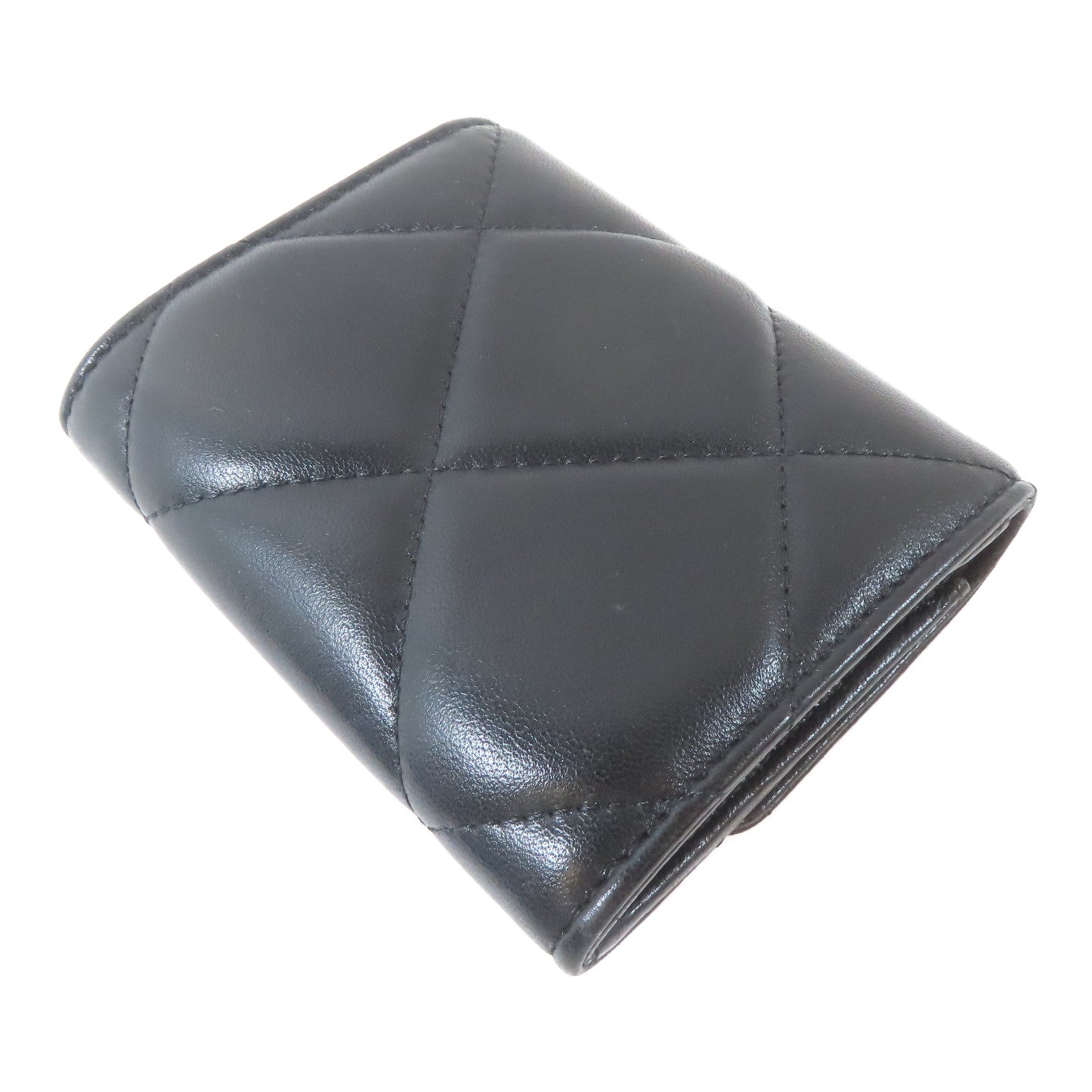 CHANEL 菱格羊皮皮革19 Card Case金扣卡片套黑色
