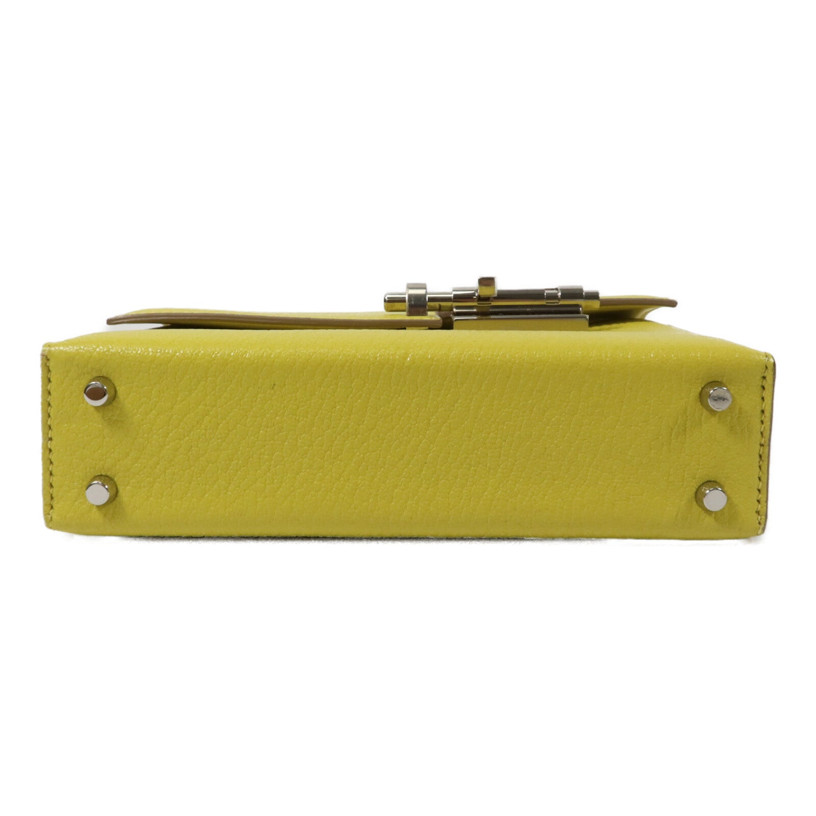 HERMES Chevre皮革Mini Verrou鏈帶肩背袋Lime
