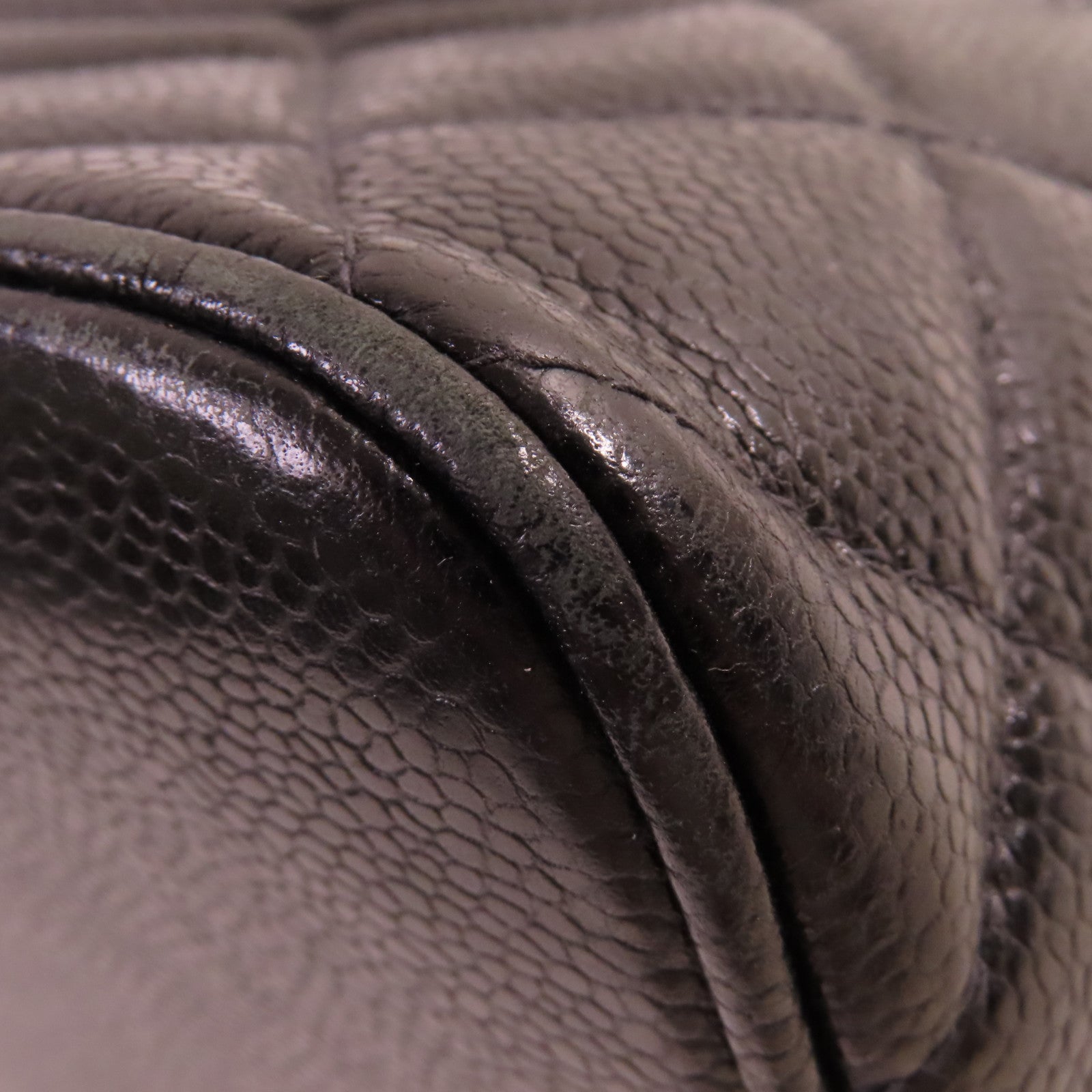 CHANEL 菱格Caviar皮革Tote Bag金扣手挽袋黑色