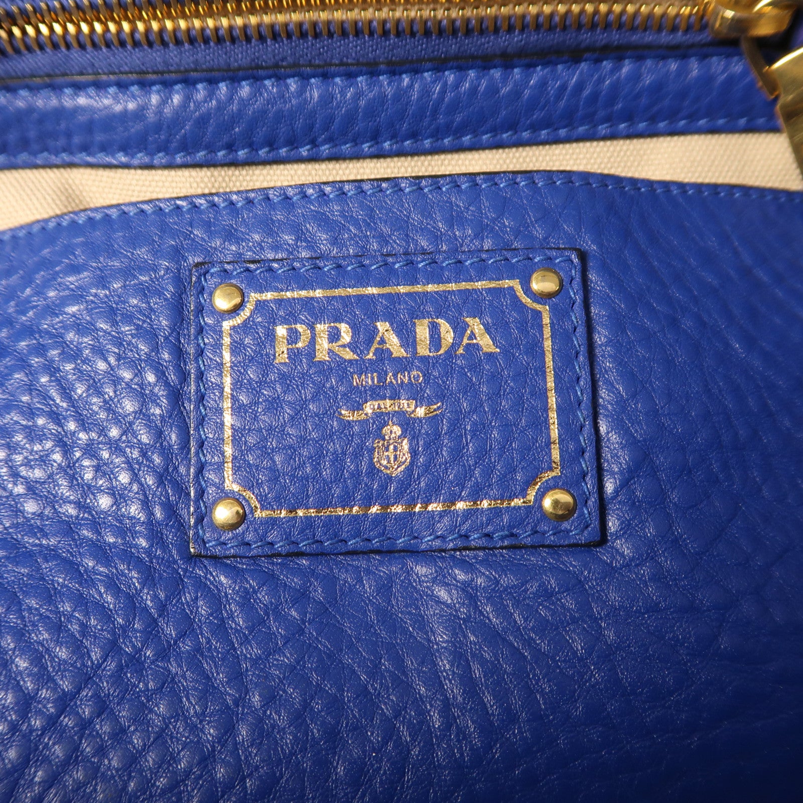 PRADA 牛皮皮革Tote Bag金扣肩背袋