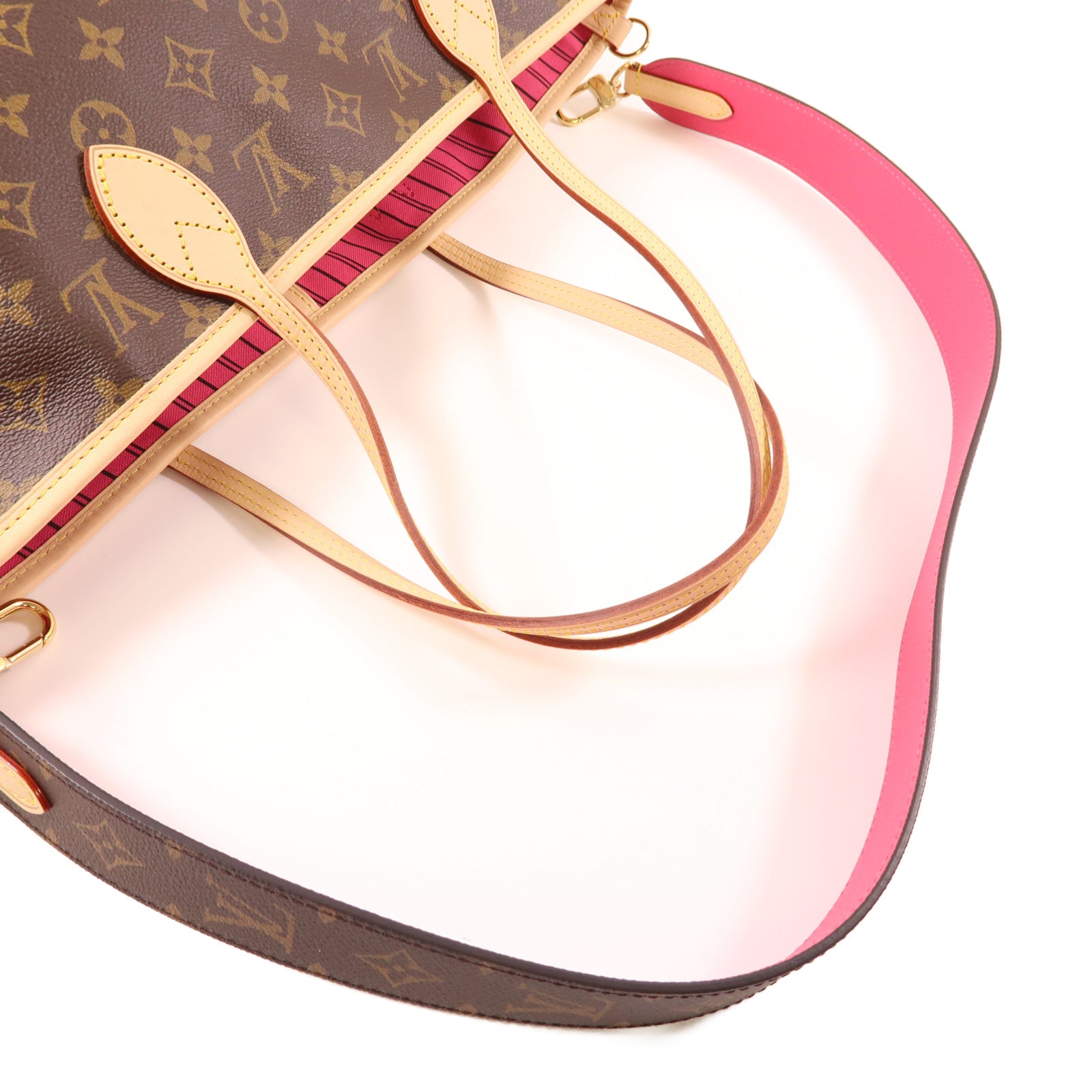 LOUIS VUITTON Monogram Neverfull Bandouliere Inside Out MM金扣手挽肩背兩用袋