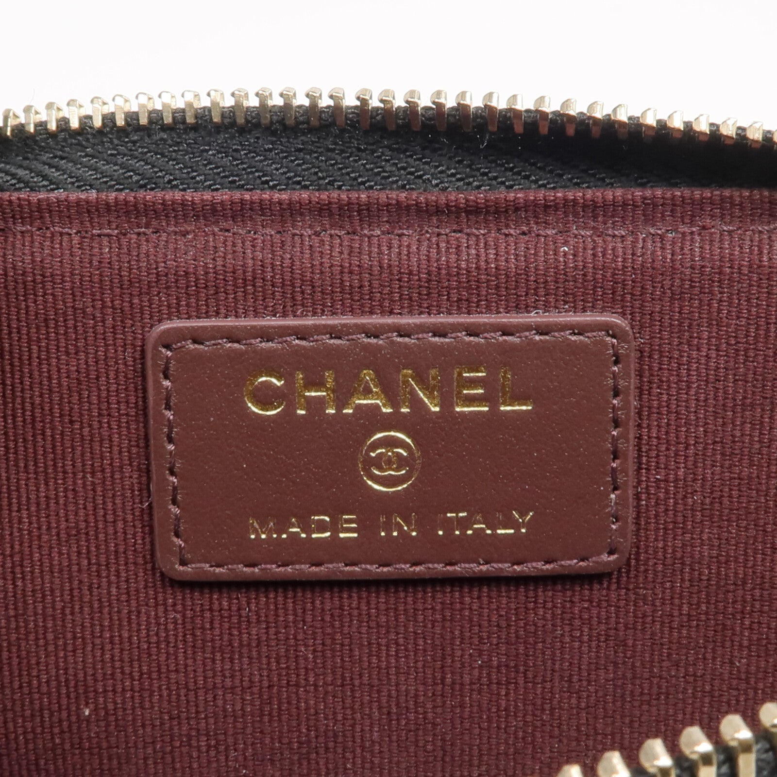 CHANEL 牛皮皮革Zipped Card Holder金扣卡片套