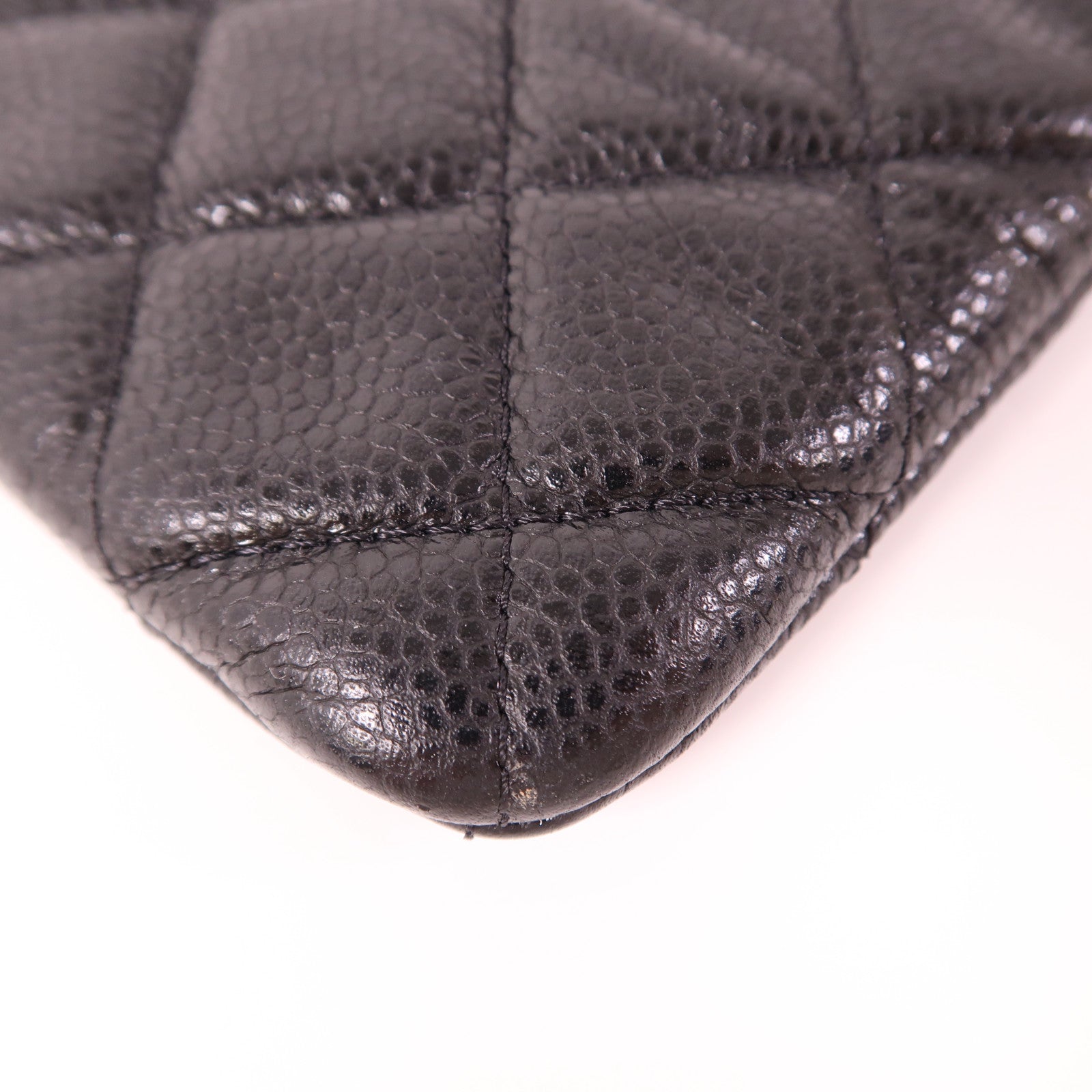 CHANEL 【激減優惠】牛皮皮革Classic Zipped Pouch銀扣手拿包