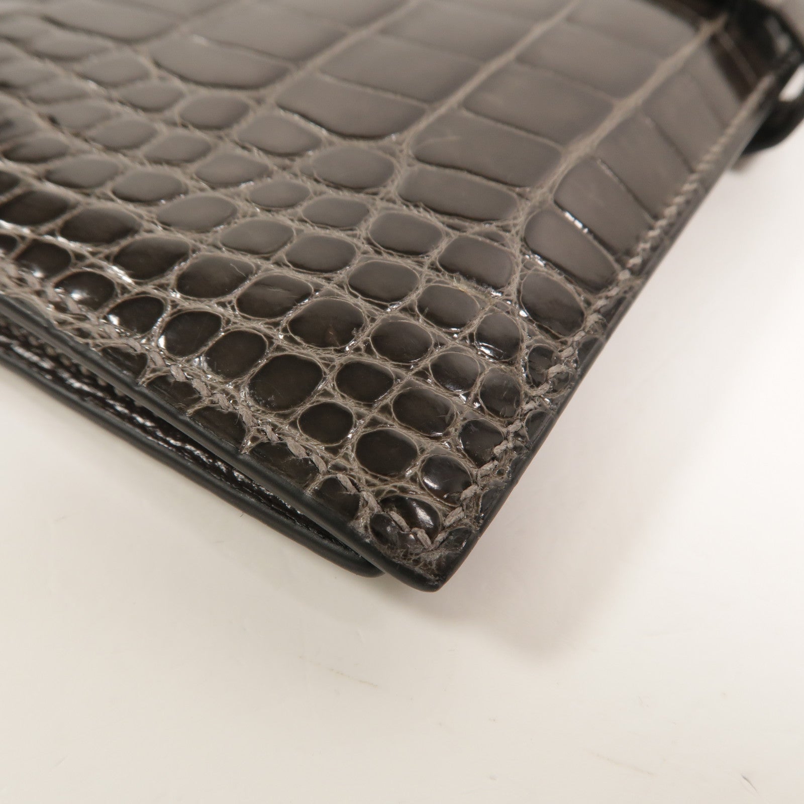 HERMES Alligator皮革Bearn Long Wallet長錢包Graphite