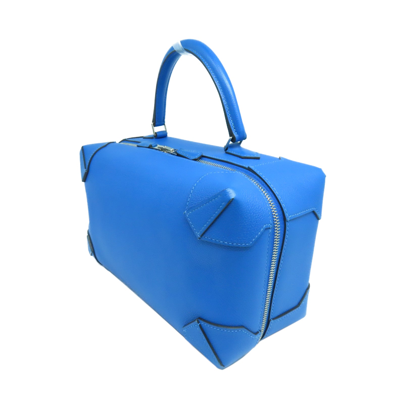 HERMES 【激減優惠】Evercolor皮革Maxibox 29銀扣手挽袋Bleu Paradise天堂藍色