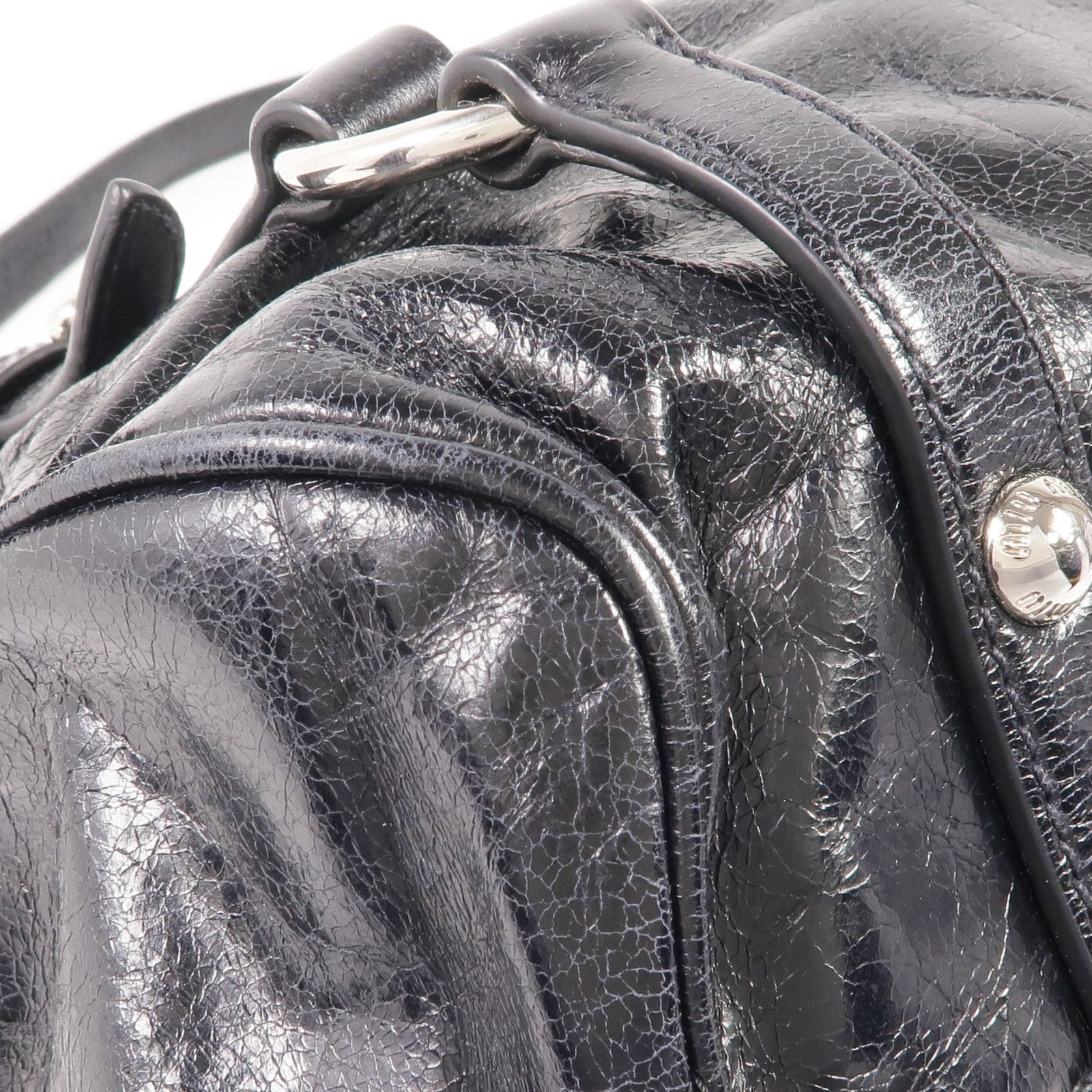 Miu Miu 牛皮皮革2 Way Shoulder銀扣手挽肩背兩用袋