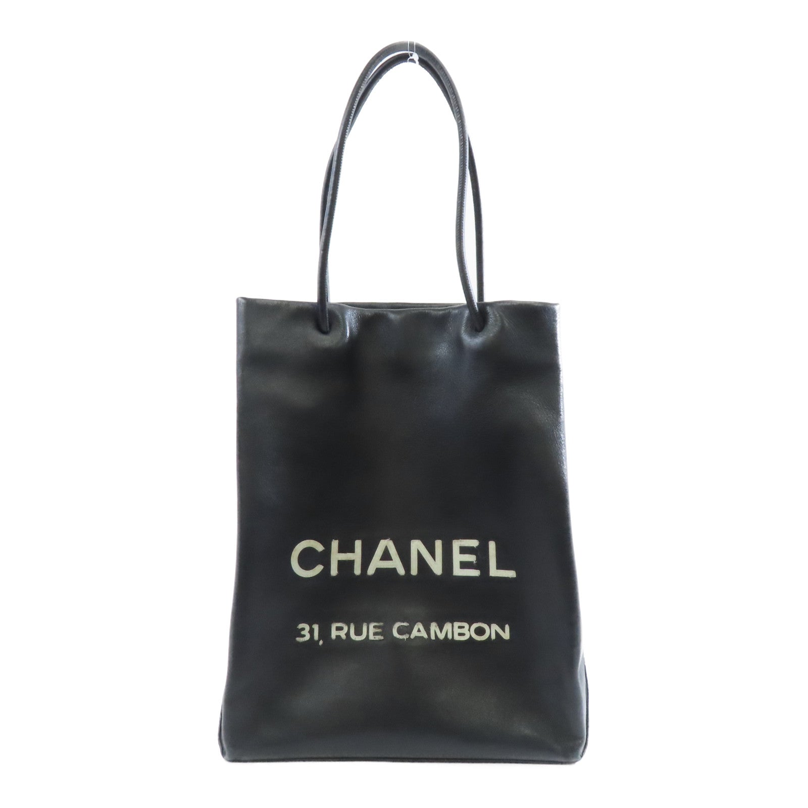 CHANEL 牛皮皮革Tote Bag銀扣手挽袋黑色