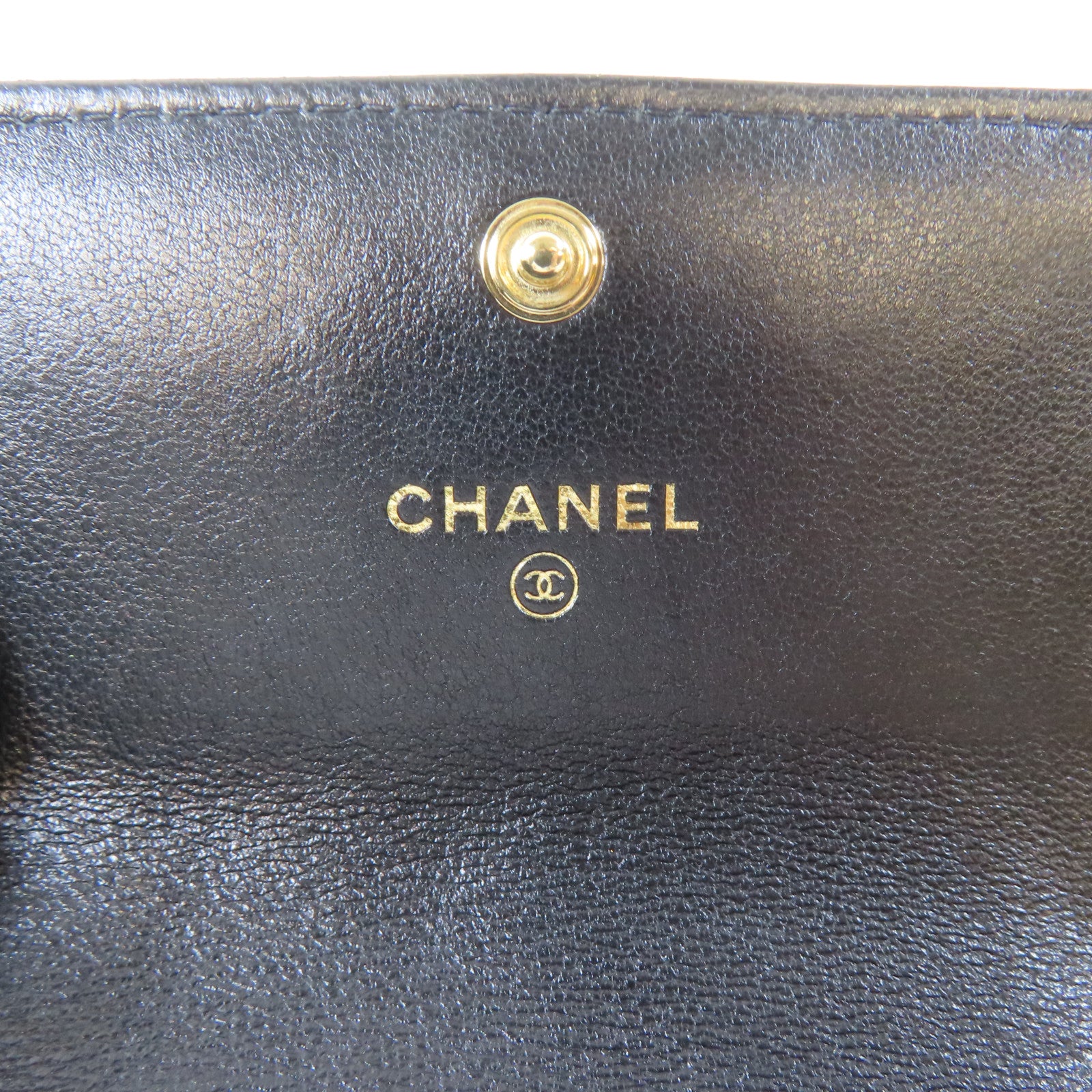 CHANEL 菱格羊皮皮革19 Card Case金扣卡片套黑色