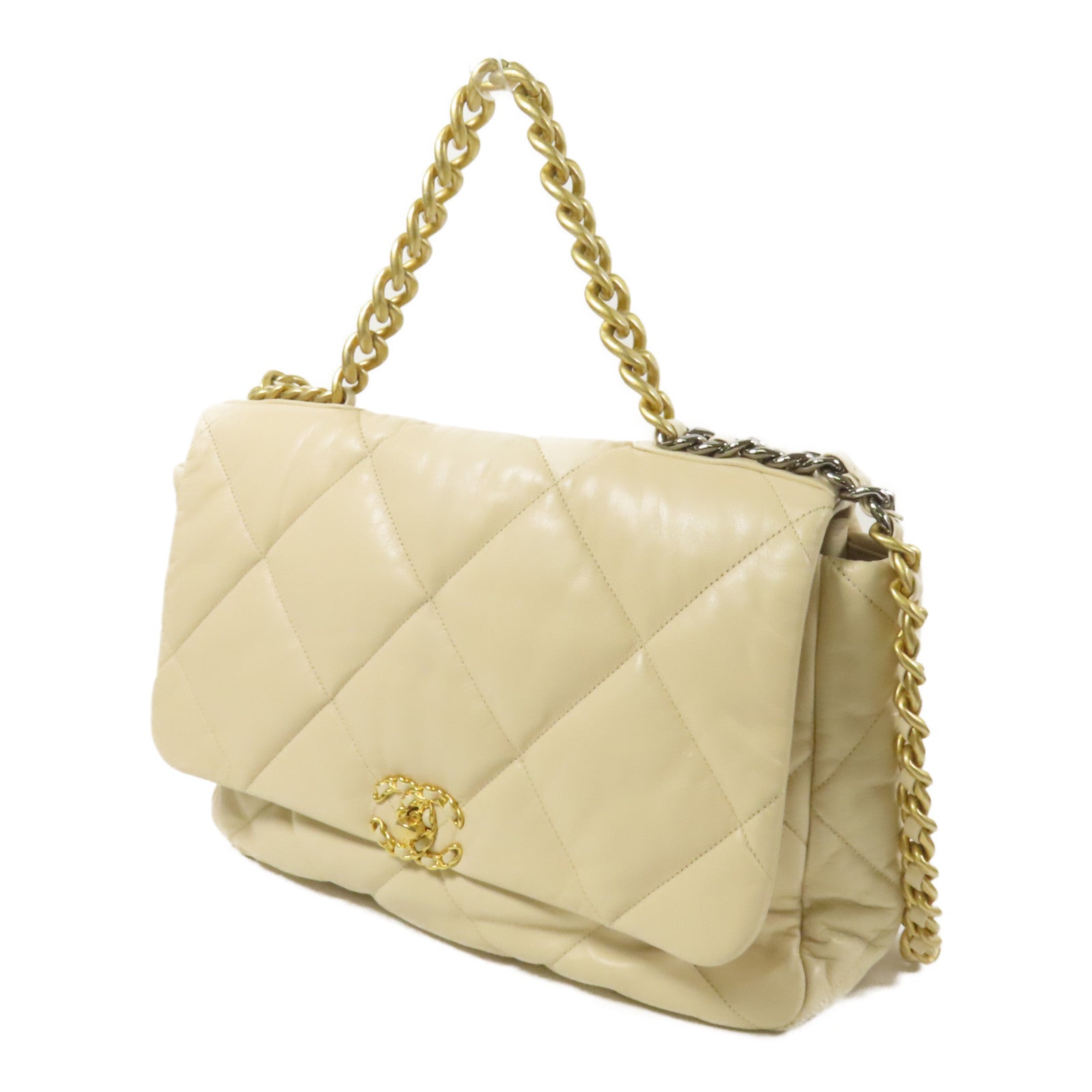 CHANEL 羊皮皮革19 Large金扣手挽肩背兩用袋