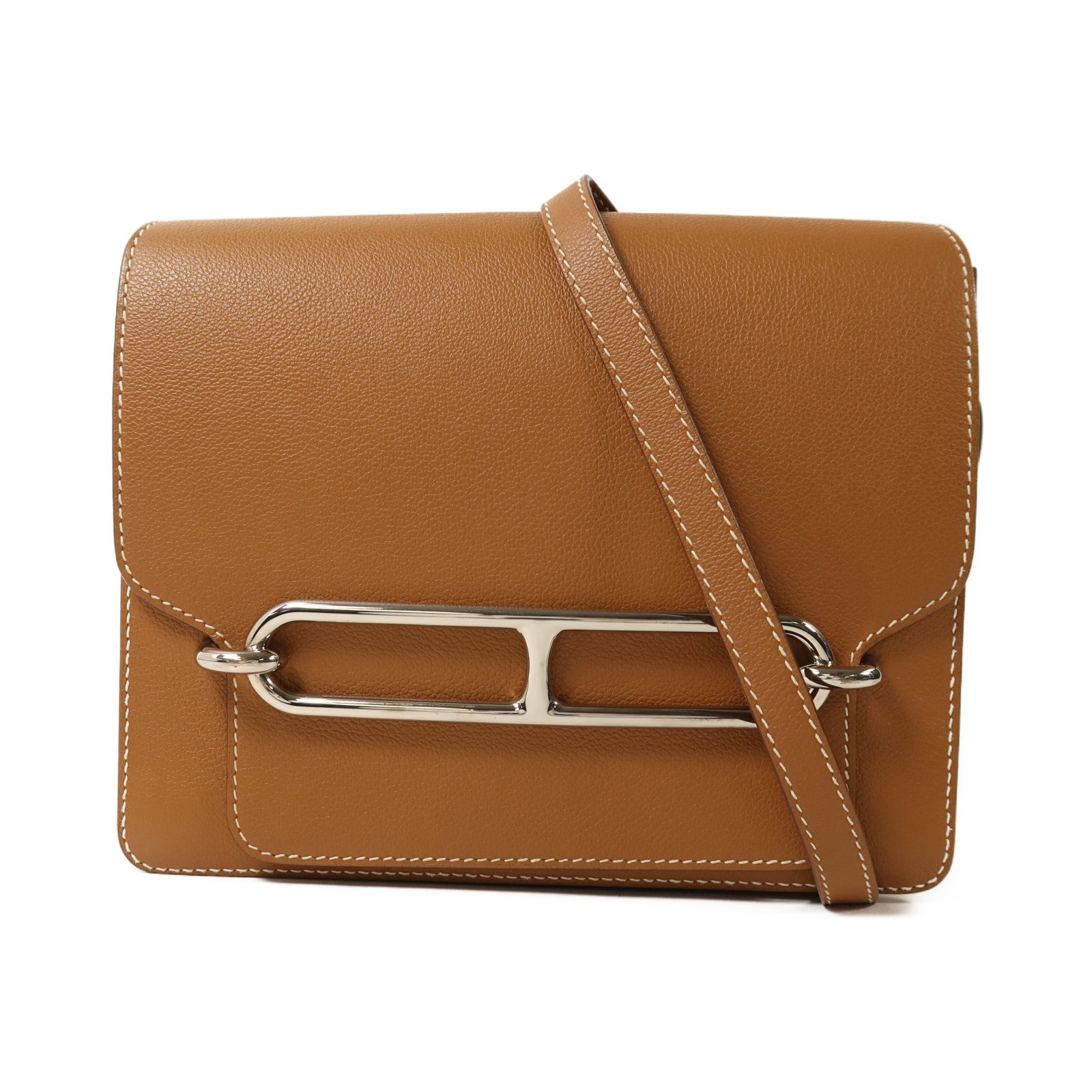 HERMES Evercolor皮革Roulis 23銀扣肩背袋Gold