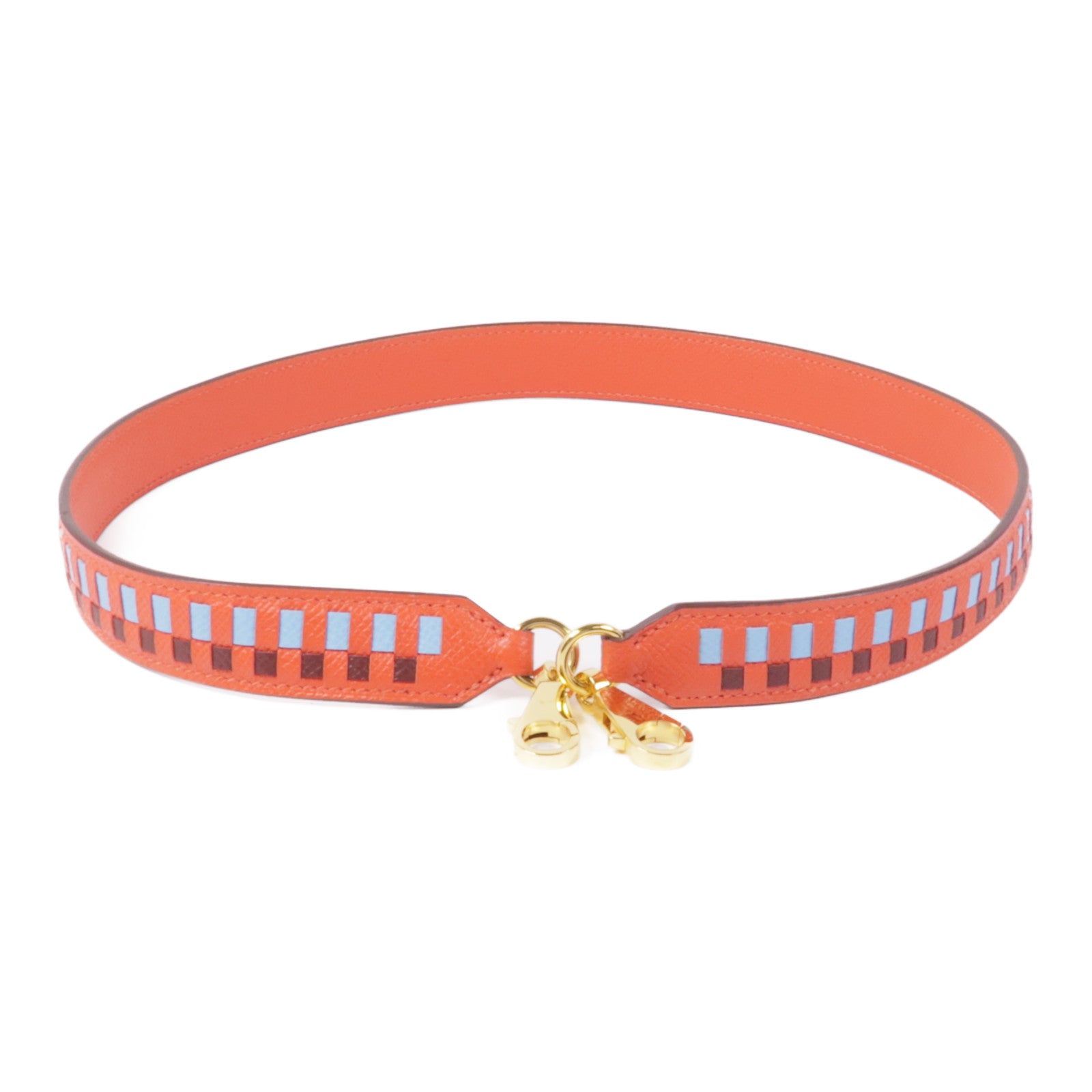 HERMES Epsom皮革Strap 70cm金扣肩帶Rouge de coeur