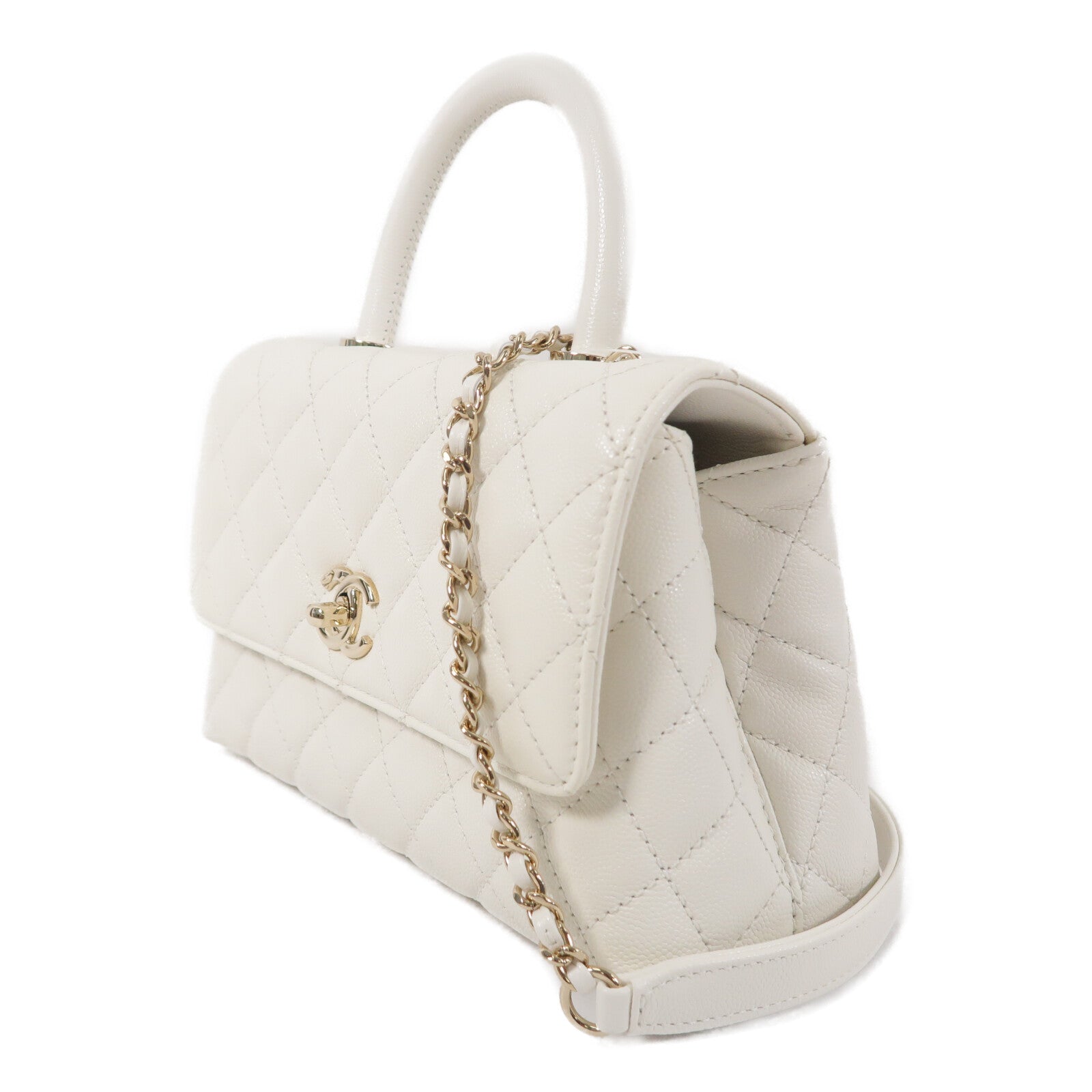 CHANEL 牛皮皮革Coco Handle Small鏈帶手挽肩背兩用袋